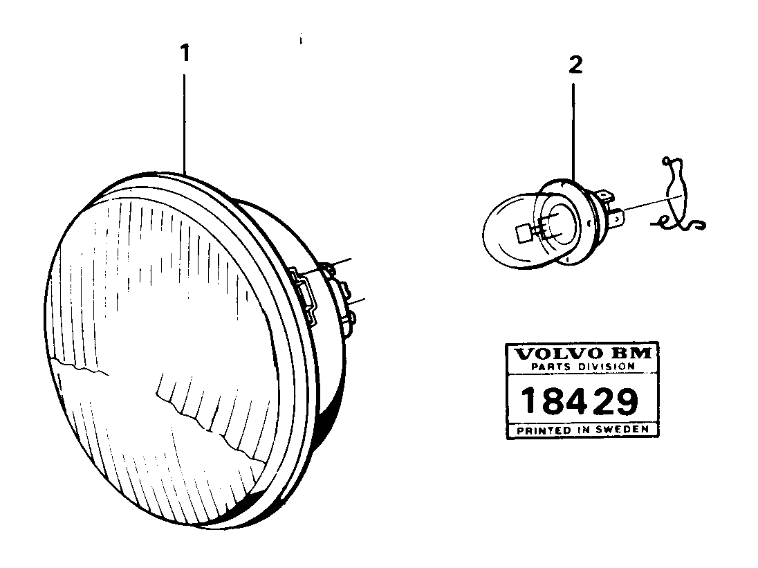 Схема запчастей Volvo 861 861 - 13012 Headlight, left asy 98977 