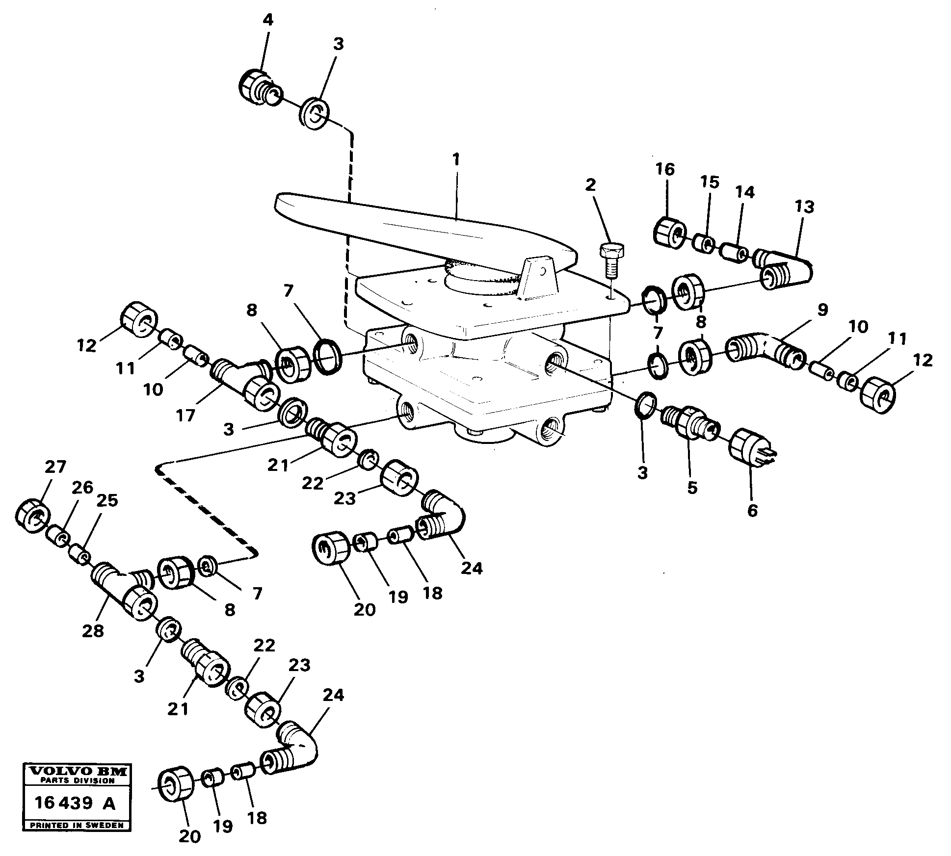 Схема запчастей Volvo 5350 5350 - 63605 Foot-brake valve fitting 