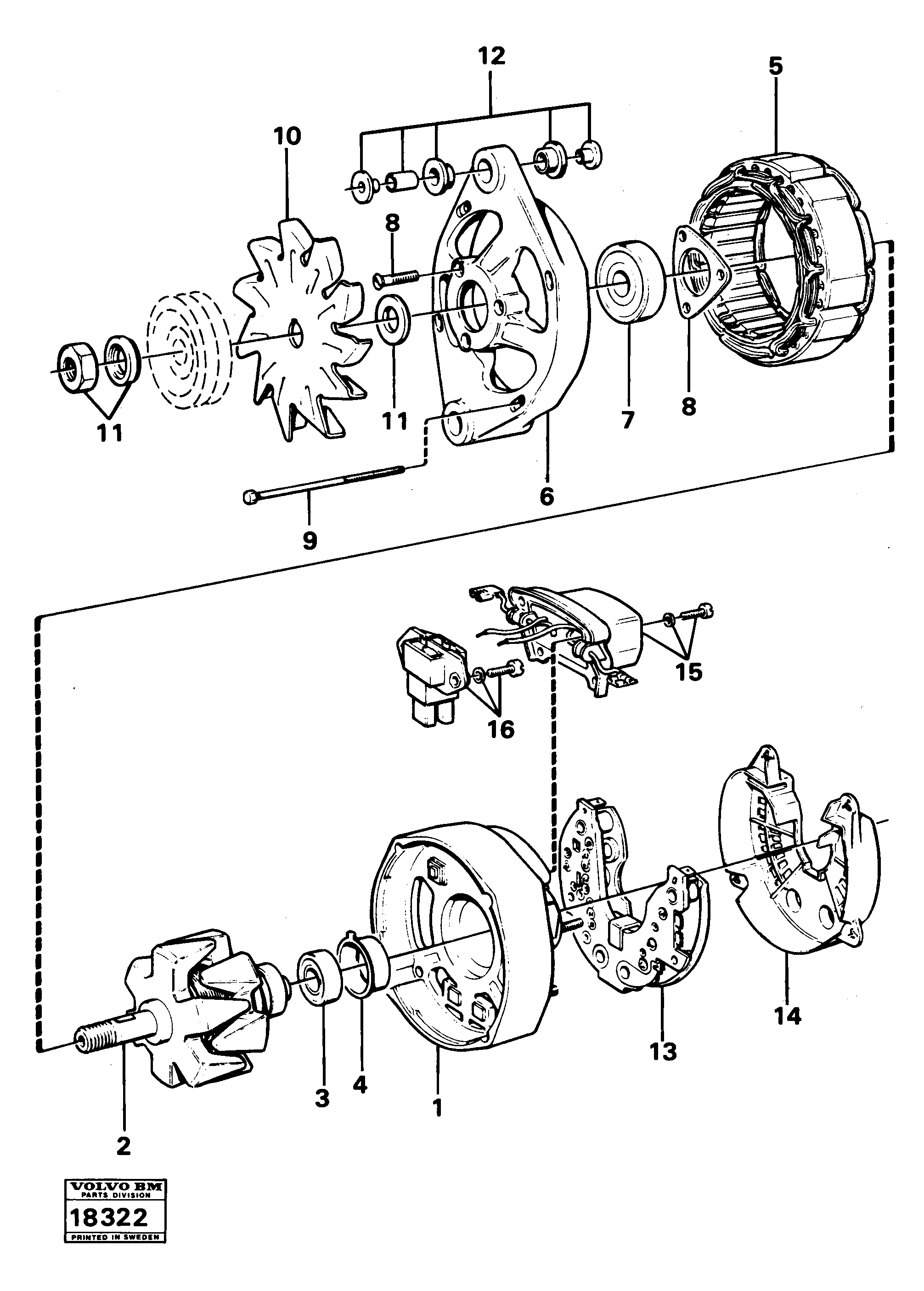 Схема запчастей Volvo 5350 5350 - 14280 Alternator tillv nr 2178 - 