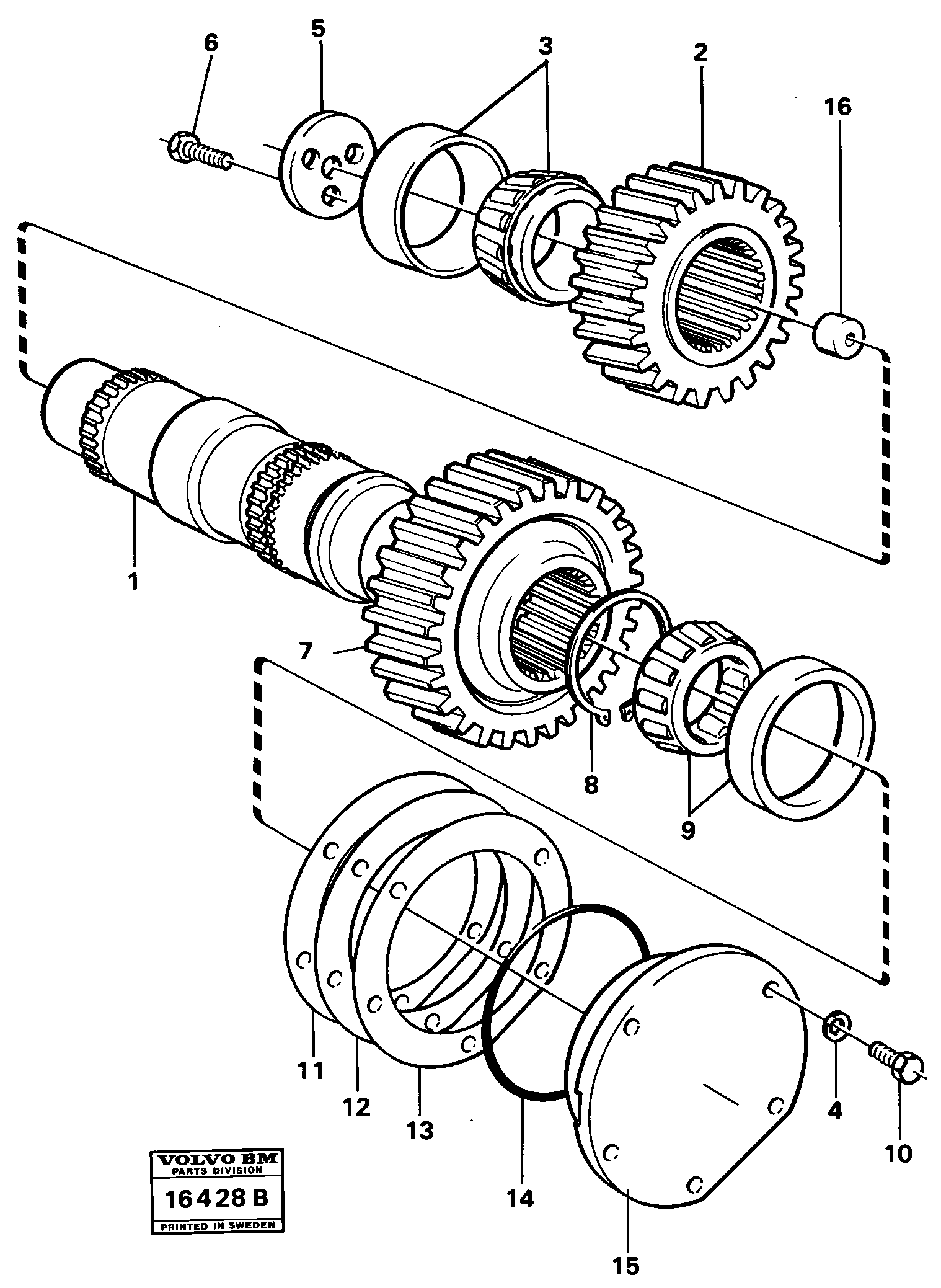 Схема запчастей Volvo 5350B Volvo BM 5350B SER NO 2229 - 3999 - 61029 Intermediate shaft 