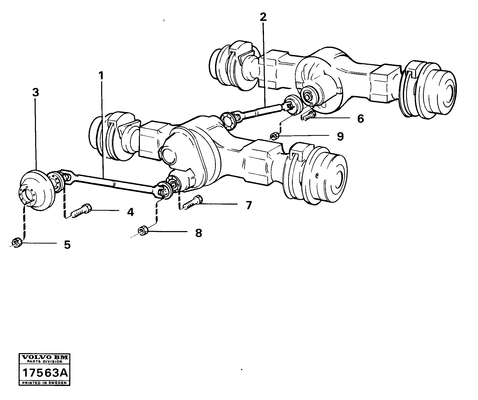 Схема запчастей Volvo 5350B Volvo BM 5350B SER NO 2229 - 3999 - 14826 Propeller shaft, trailer 