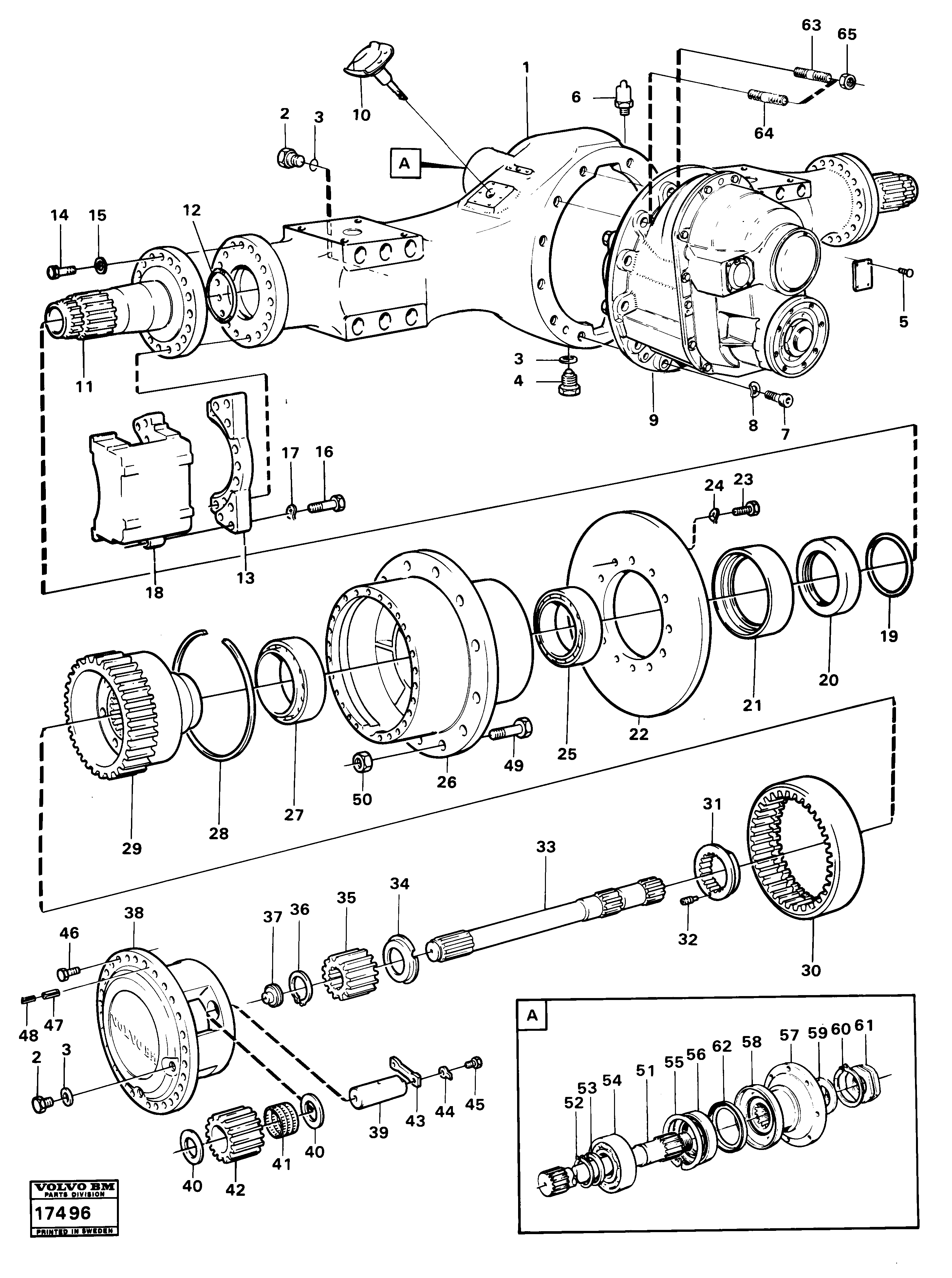 Схема запчастей Volvo 5350B Volvo BM 5350B SER NO 2229 - 3999 - 86353 Drive shaft, rear 