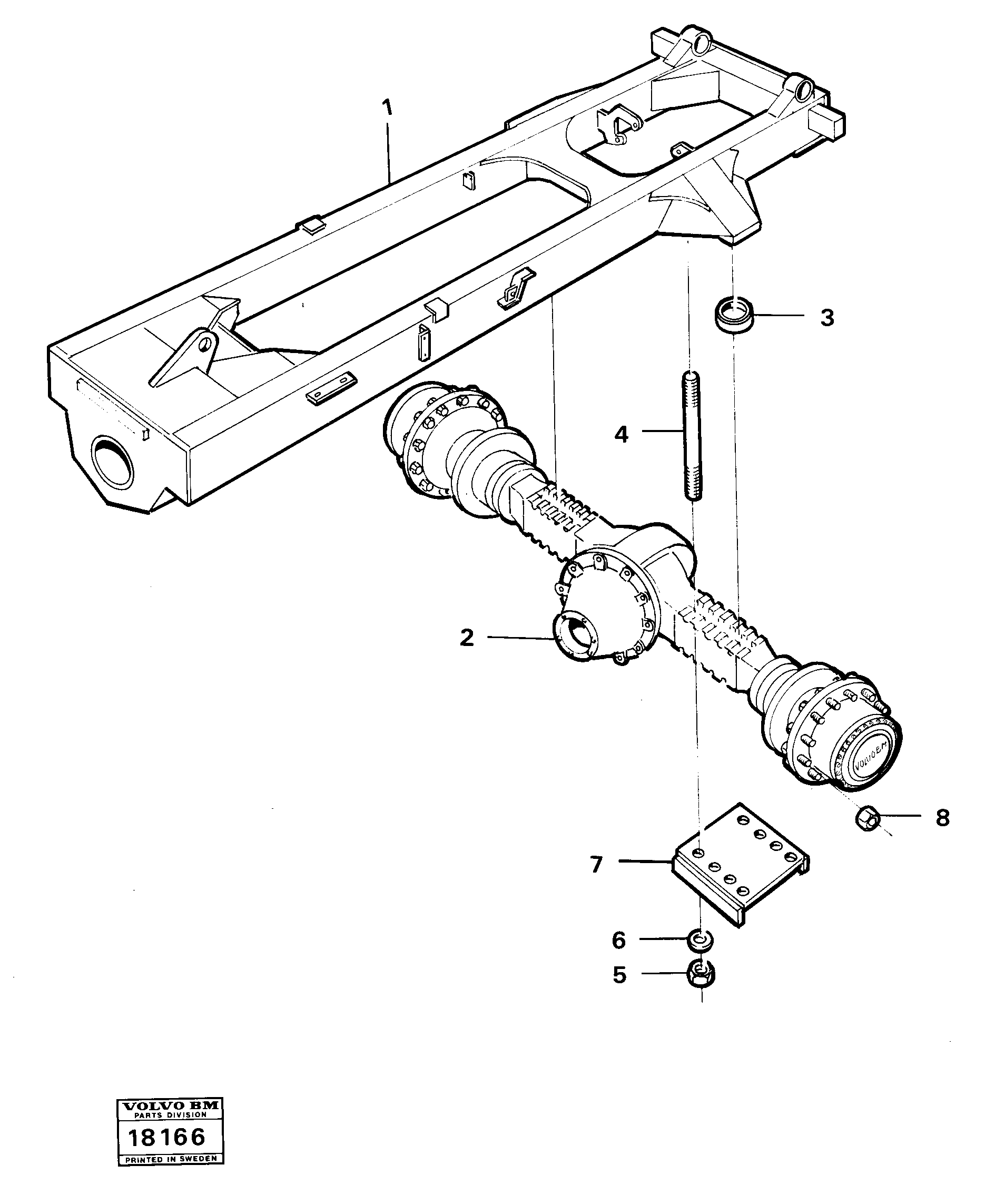 Схема запчастей Volvo 5350B Volvo BM 5350B SER NO 2229 - 3999 - 30937 Rear axle suspension 