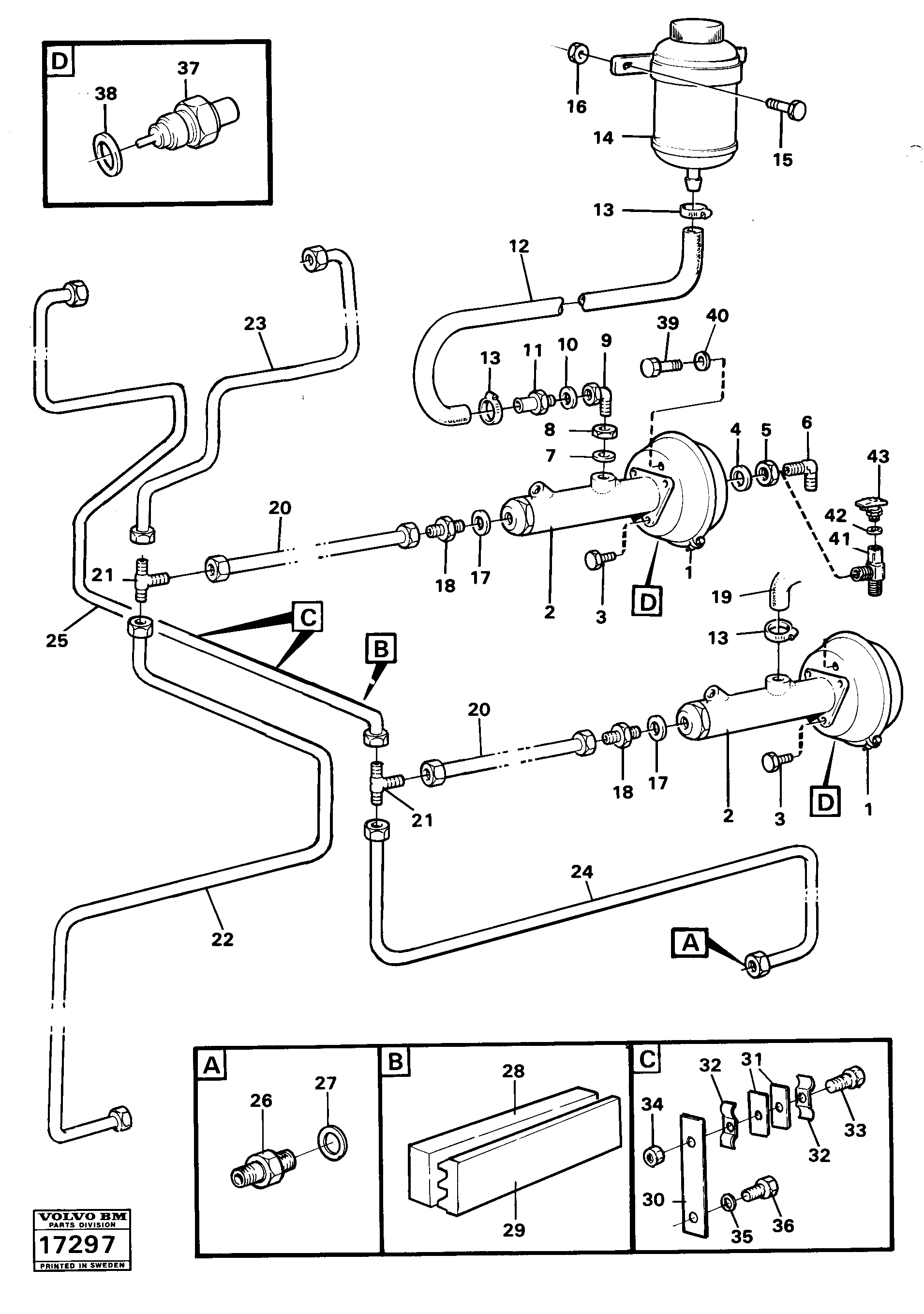 Схема запчастей Volvo 5350B Volvo BM 5350B SER NO 2229 - 3999 - 73905 Hydraulic brake-system tractor 