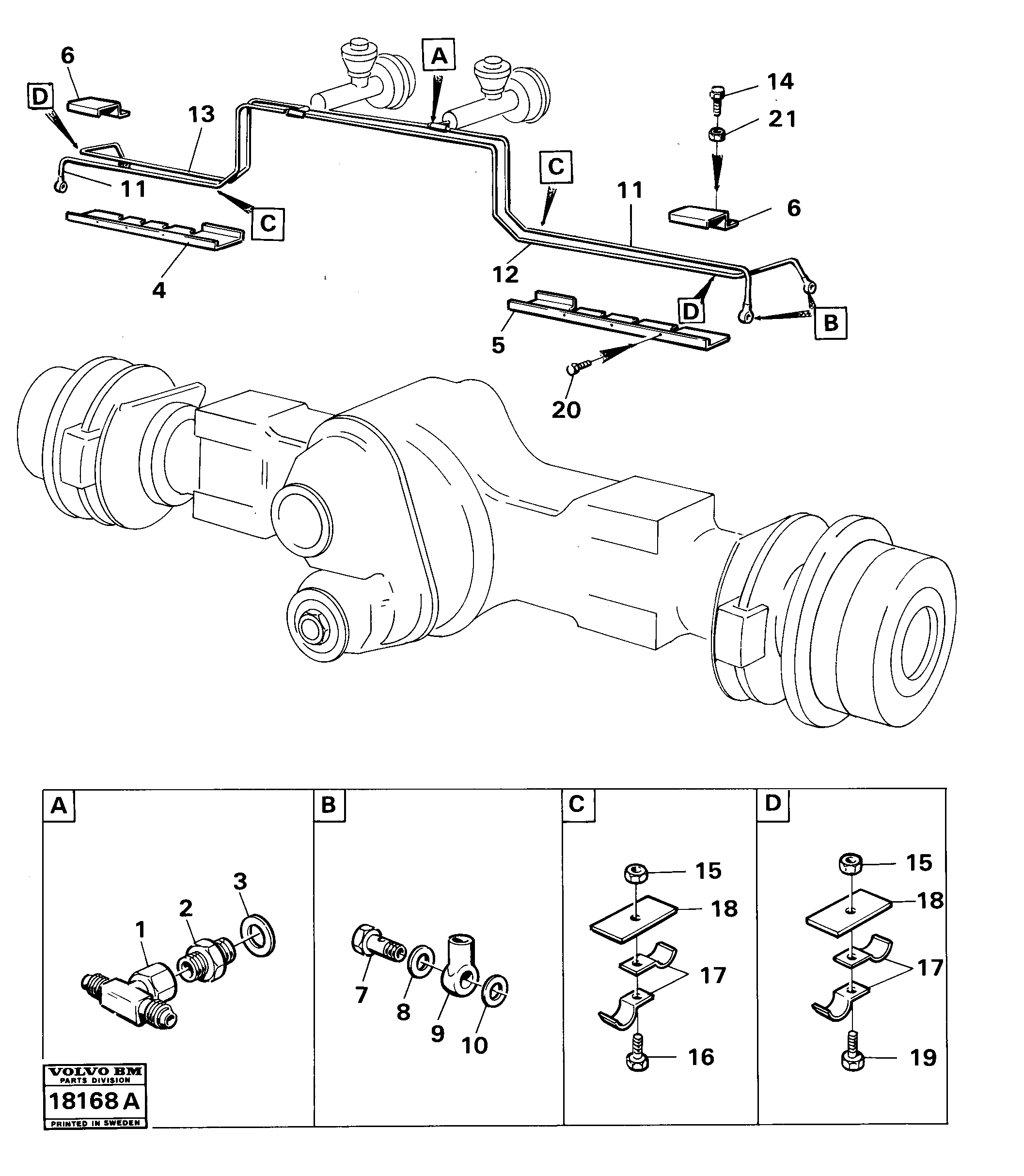 Схема запчастей Volvo 5350B Volvo BM 5350B SER NO 2229 - 3999 - 91011 Hydraulic brake system, trailer 