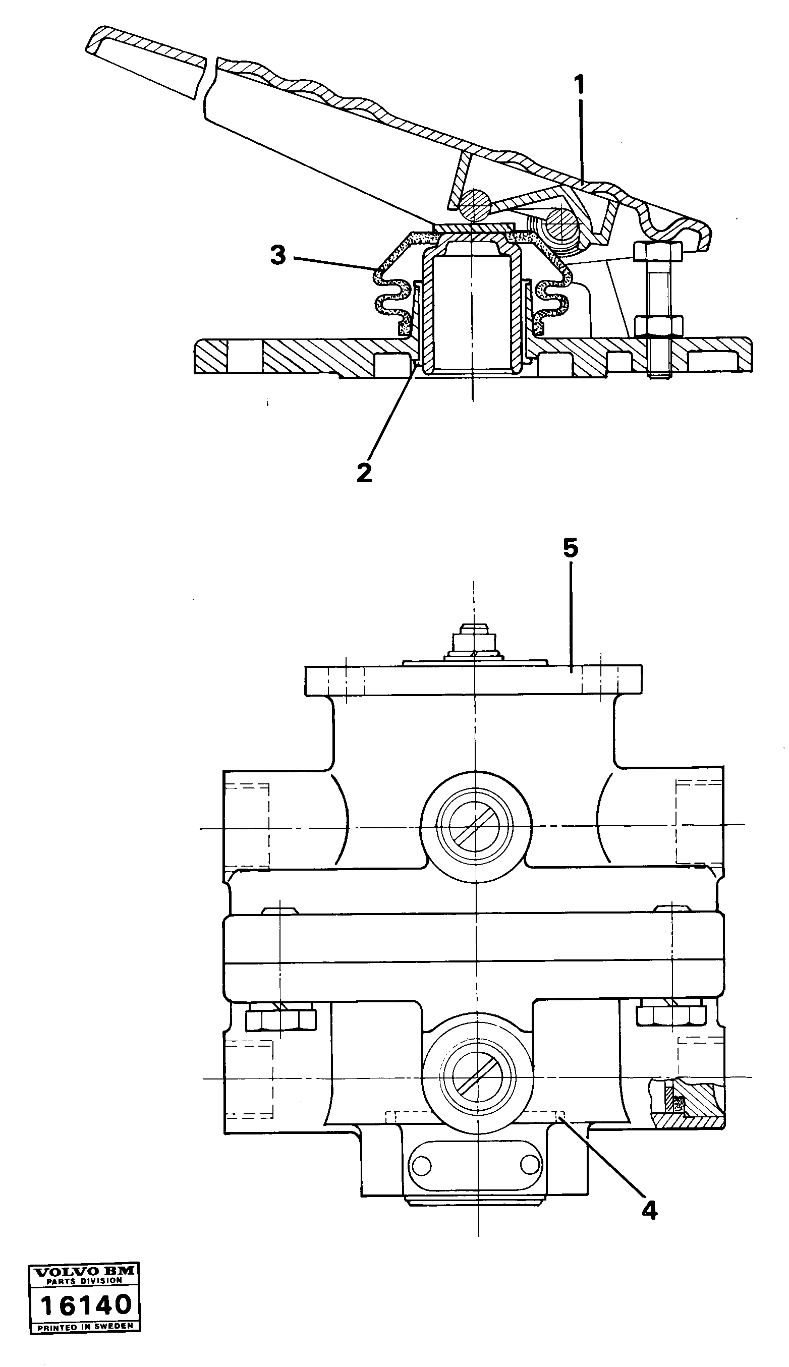 Схема запчастей Volvo 5350B Volvo BM 5350B SER NO 2229 - 3999 - 13691 Footbrake valve 