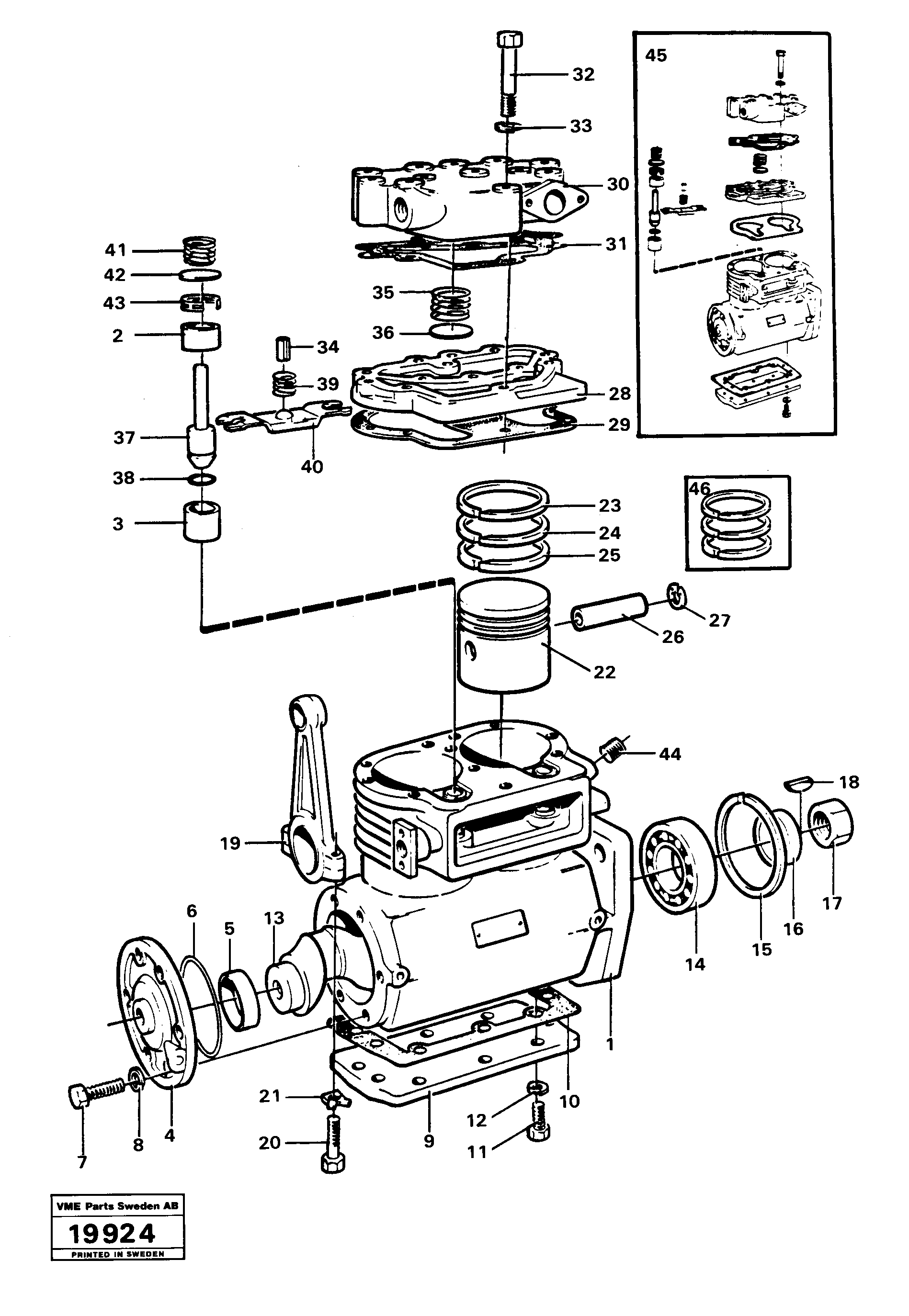 Схема запчастей Volvo 5350B Volvo BM 5350B SER NO 2229 - 3999 - 35305 Air compressor 