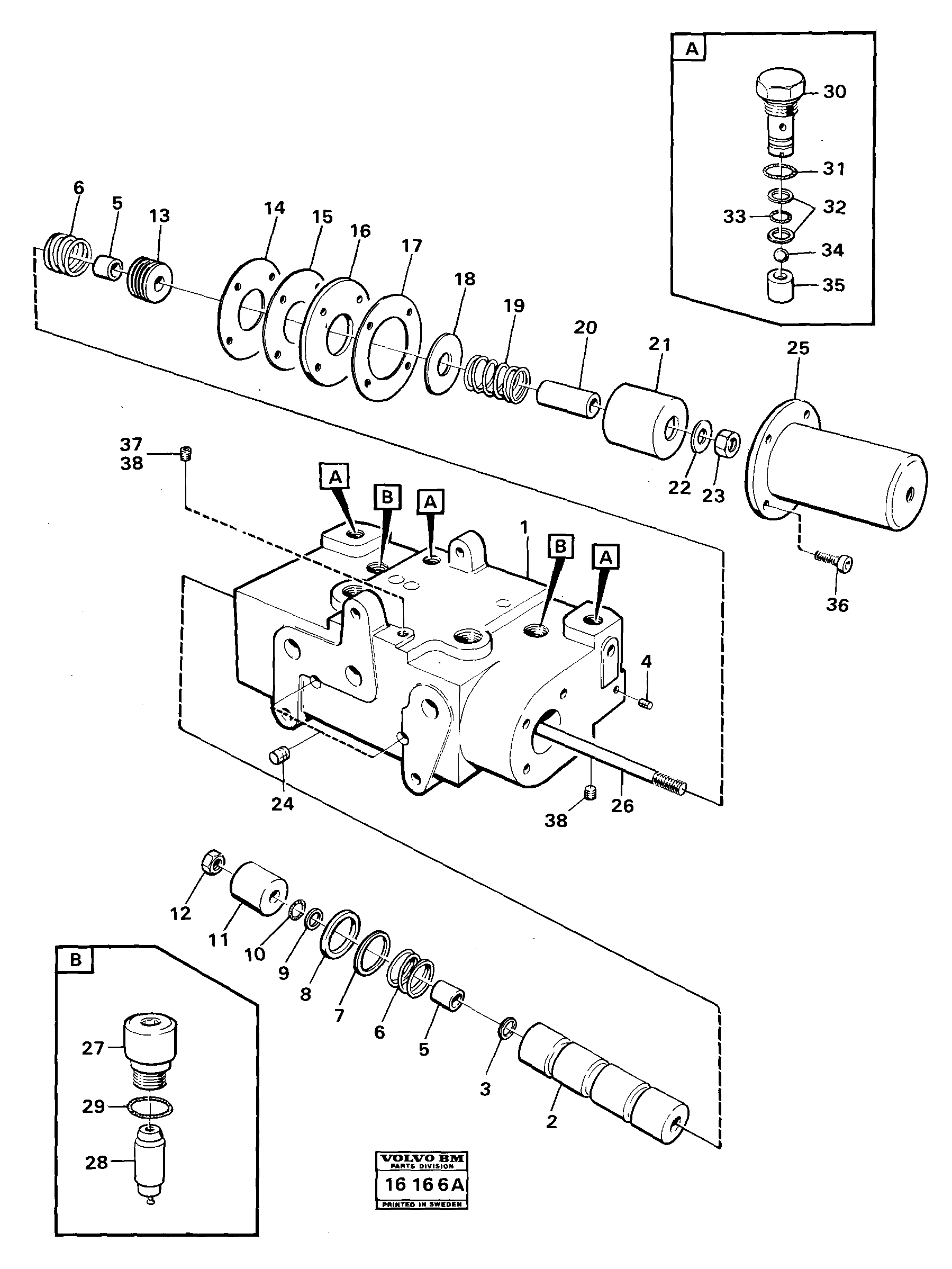 Схема запчастей Volvo 5350B Volvo BM 5350B SER NO 2229 - 3999 - 13705 Steering unit 