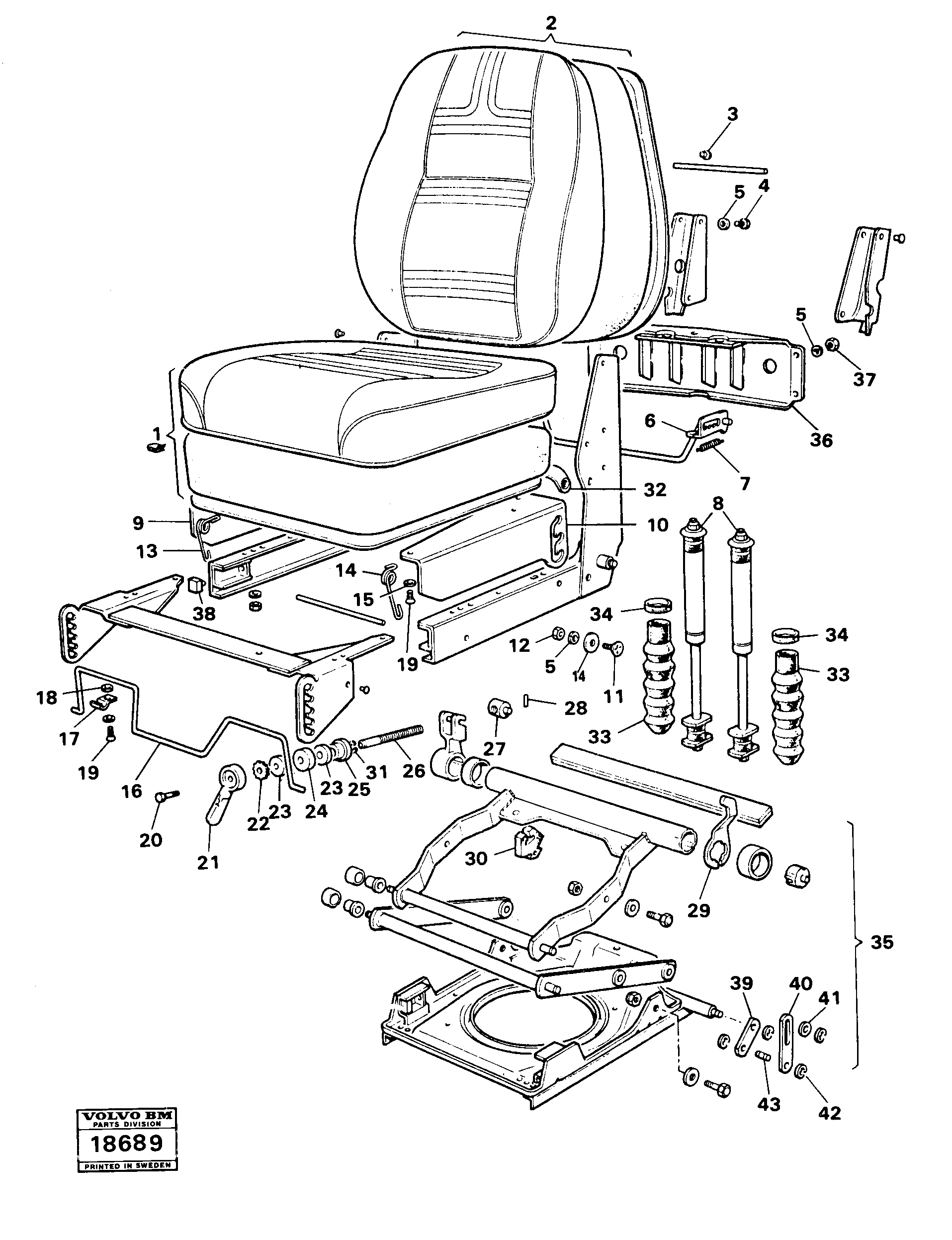 Схема запчастей Volvo 5350B Volvo BM 5350B SER NO 2229 - 3999 - 23587 Drivers seat 