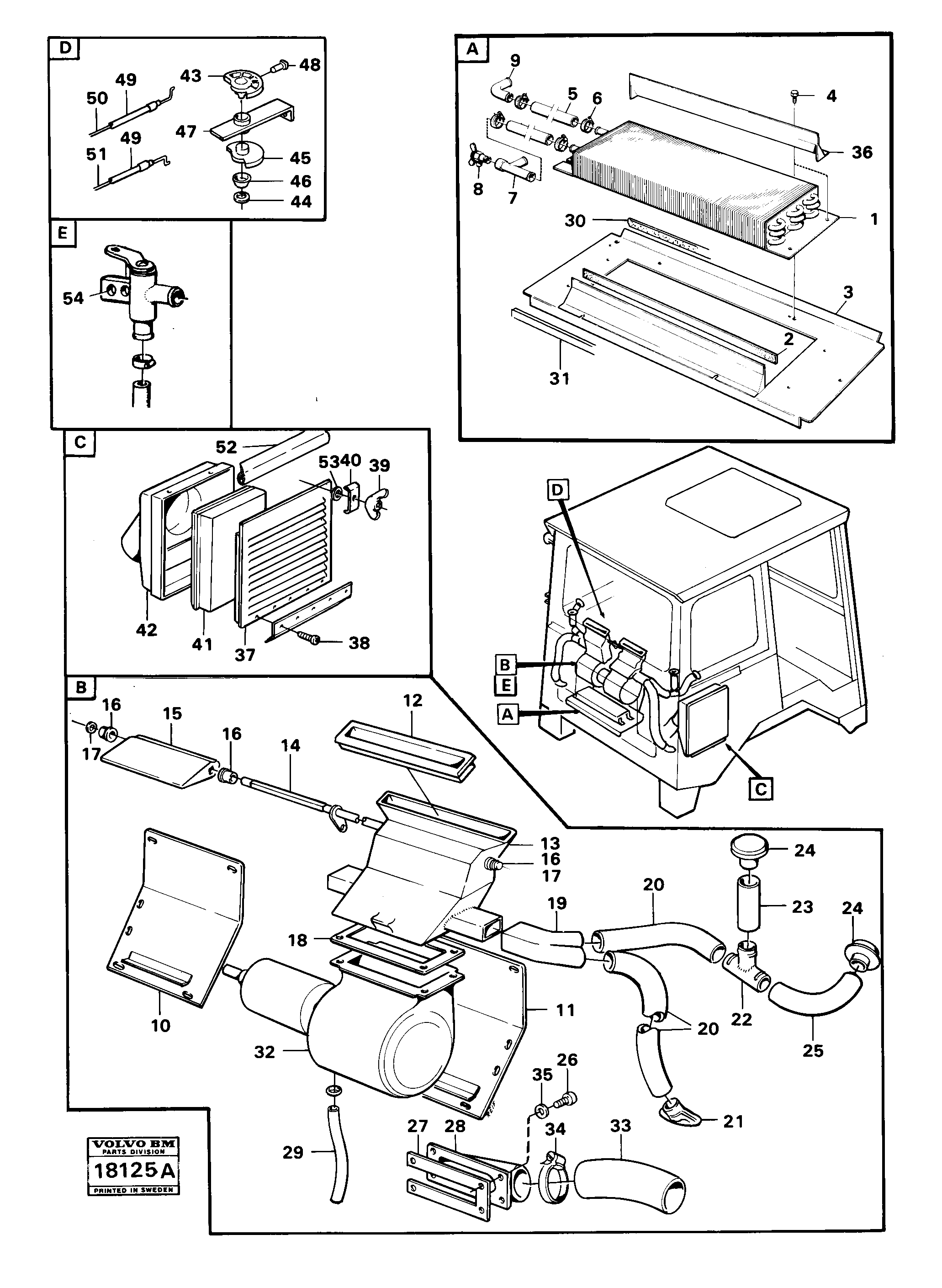 Схема запчастей Volvo 5350B Volvo BM 5350B SER NO 2229 - 3999 - 90630 Cab ventilation 