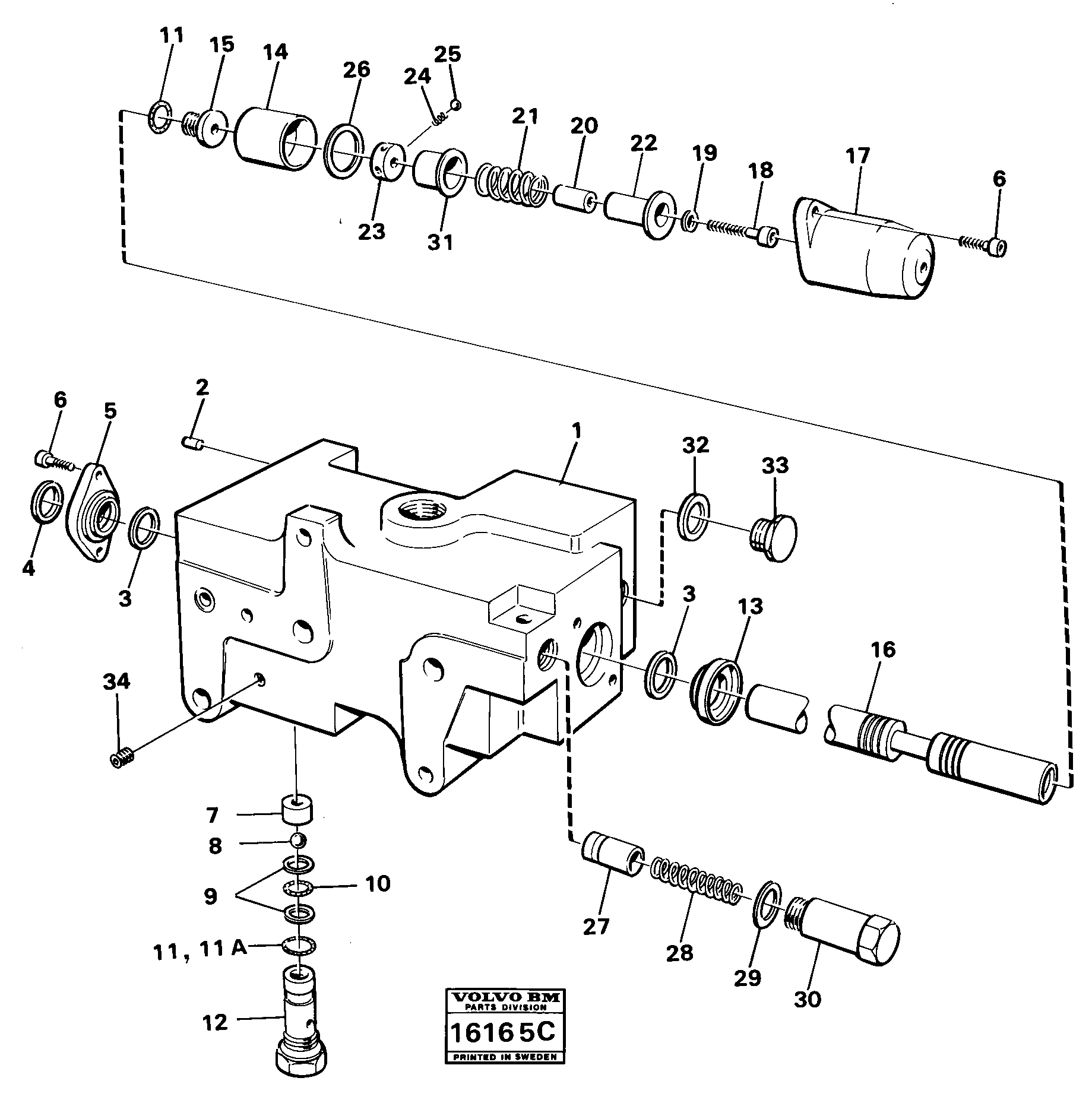 Схема запчастей Volvo 5350B Volvo BM 5350B SER NO 2229 - 3999 - 16912 Tipping valve 