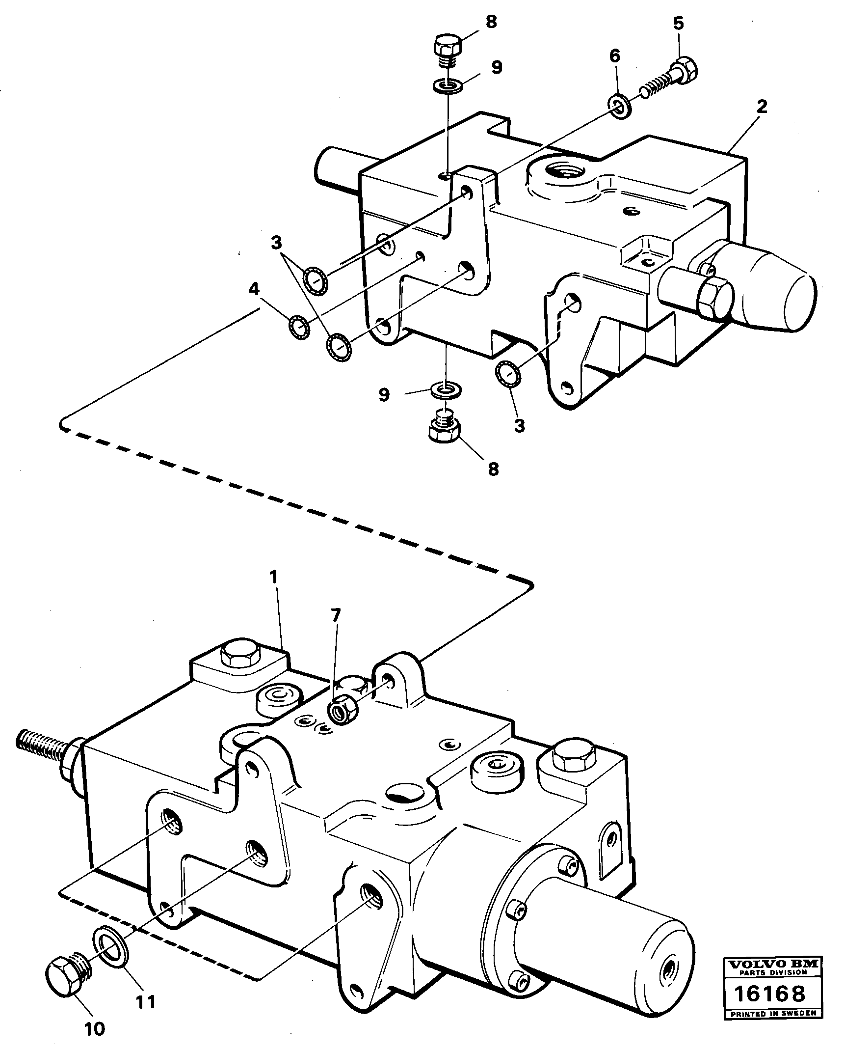 Схема запчастей Volvo 5350B Volvo BM 5350B SER NO 2229 - 3999 - 18815 Pilot and tipping valve 