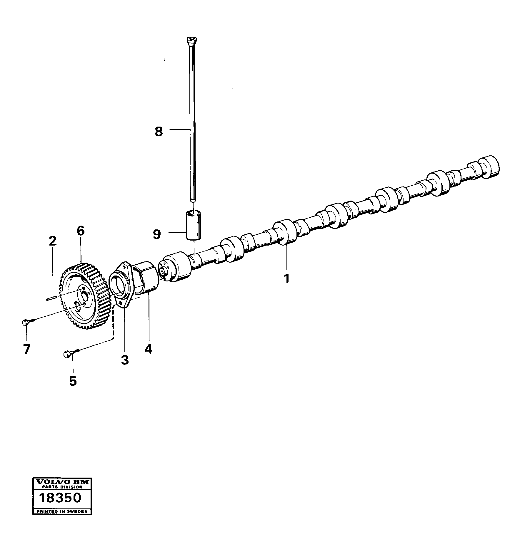 Схема запчастей Volvo 5350B Volvo BM 5350B SER NO 2229 - 3999 - 2155 Camshaft 