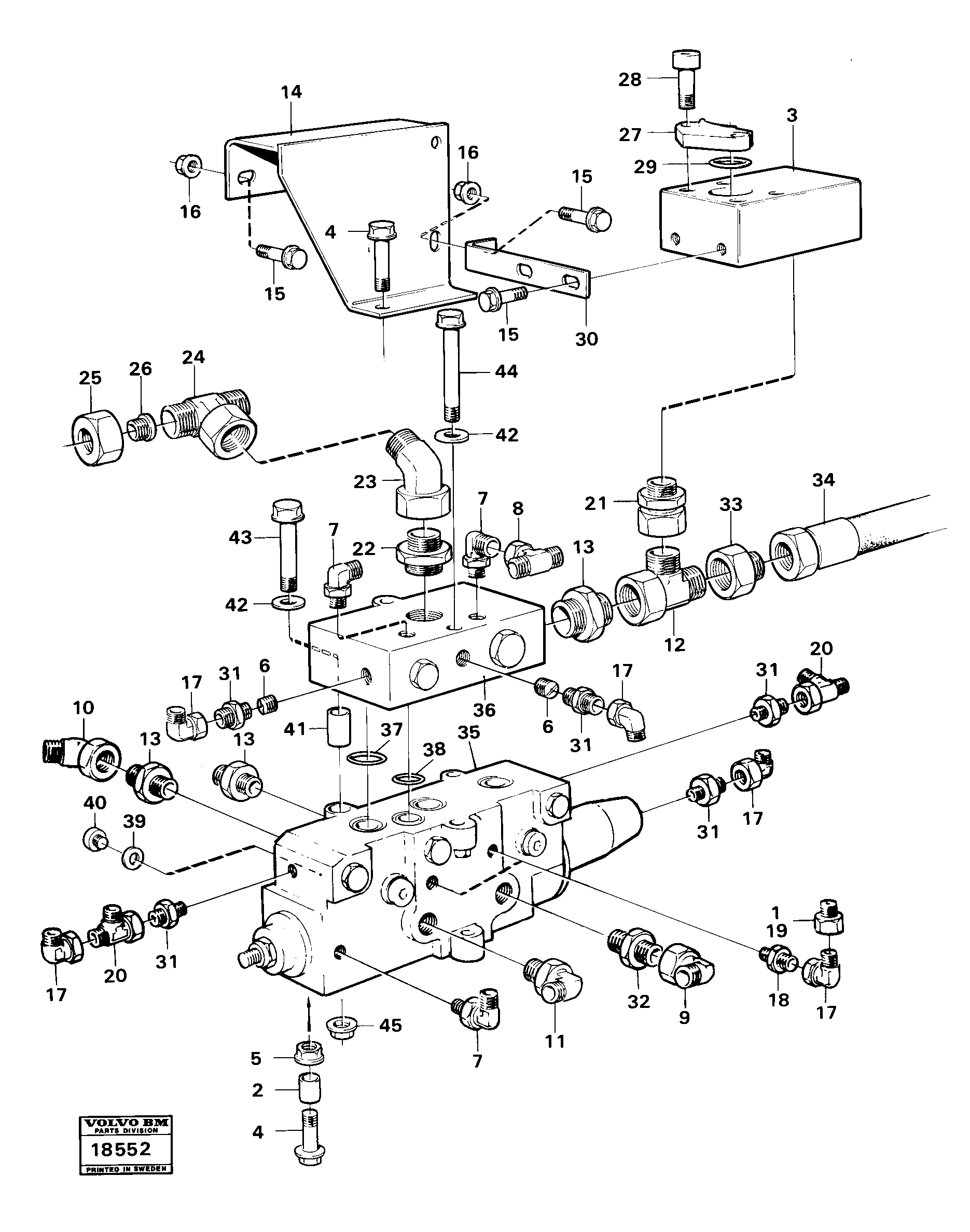 Схема запчастей Volvo 5350B Volvo BM 5350B SER NO 2229 - 3999 - 82680 Steering valve 