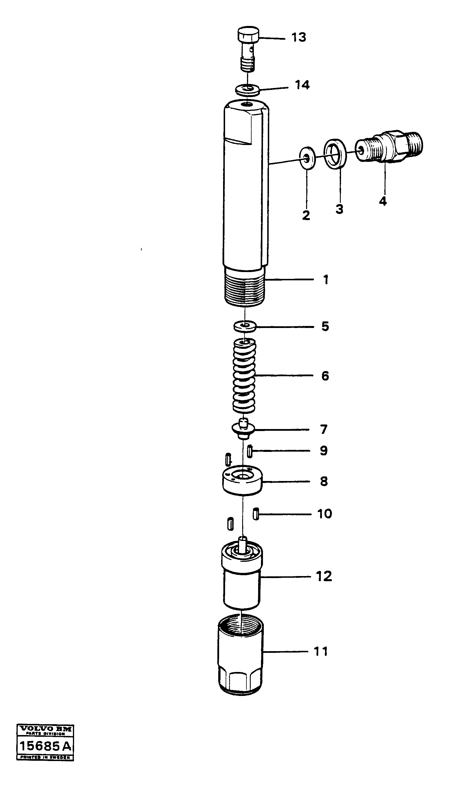 Схема запчастей Volvo 5350B Volvo BM 5350B SER NO 2229 - 3999 - 62563 Injector td 70 g 