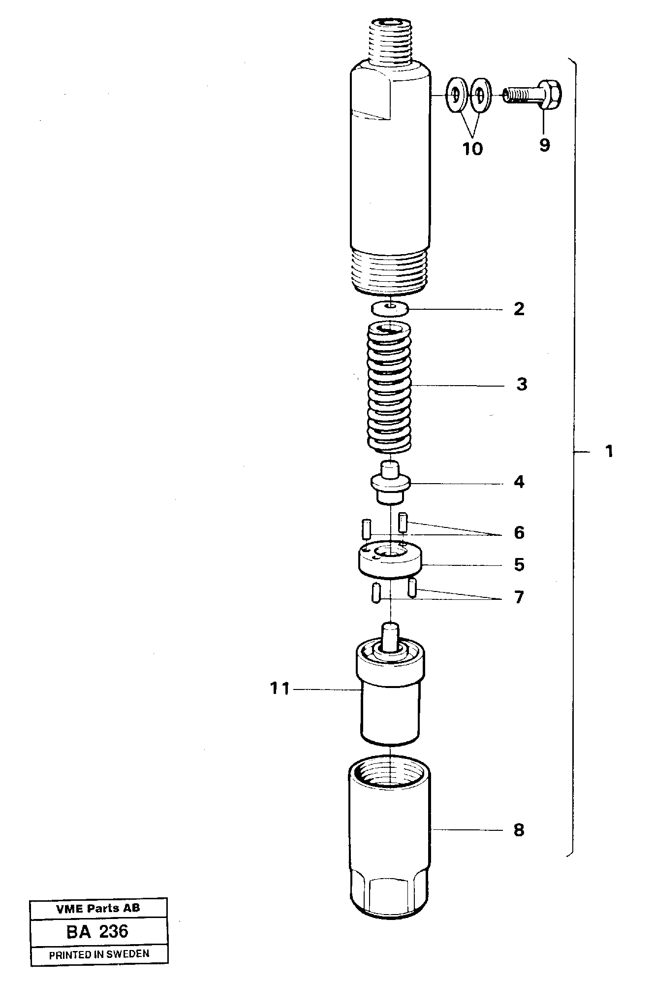 Схема запчастей Volvo 5350B Volvo BM 5350B SER NO 2229 - 3999 - 62564 Injector td 71 ga 