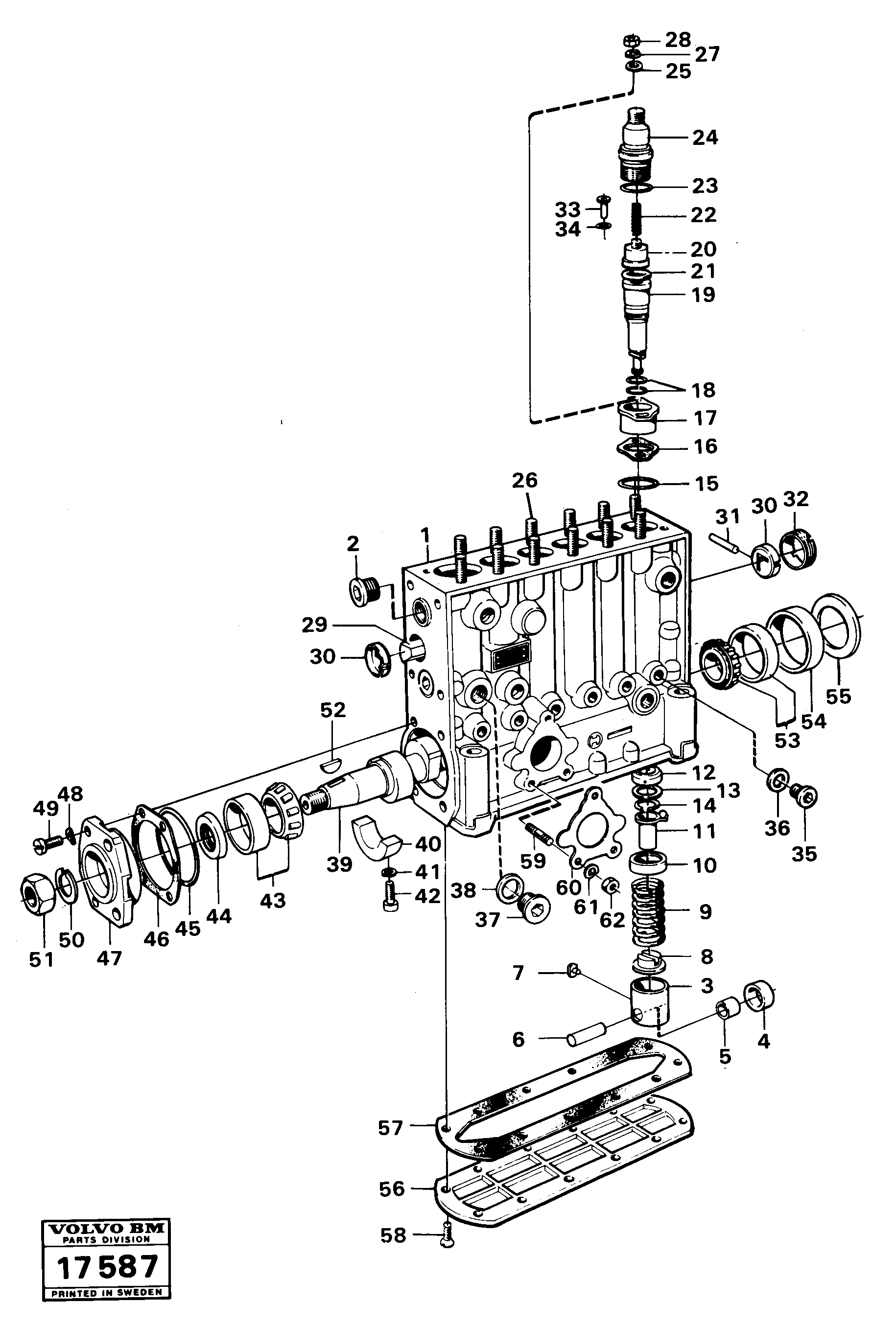 Схема запчастей Volvo 5350B Volvo BM 5350B SER NO 2229 - 3999 - 89639 Fuel injection pump td 71 ga 