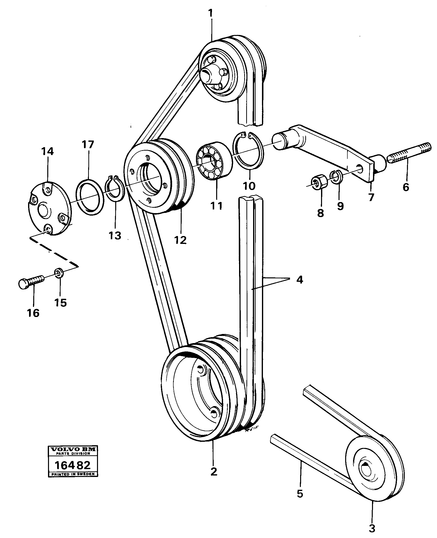 Схема запчастей Volvo 5350B Volvo BM 5350B SER NO 2229 - 3999 - 17005 Belt transmission 