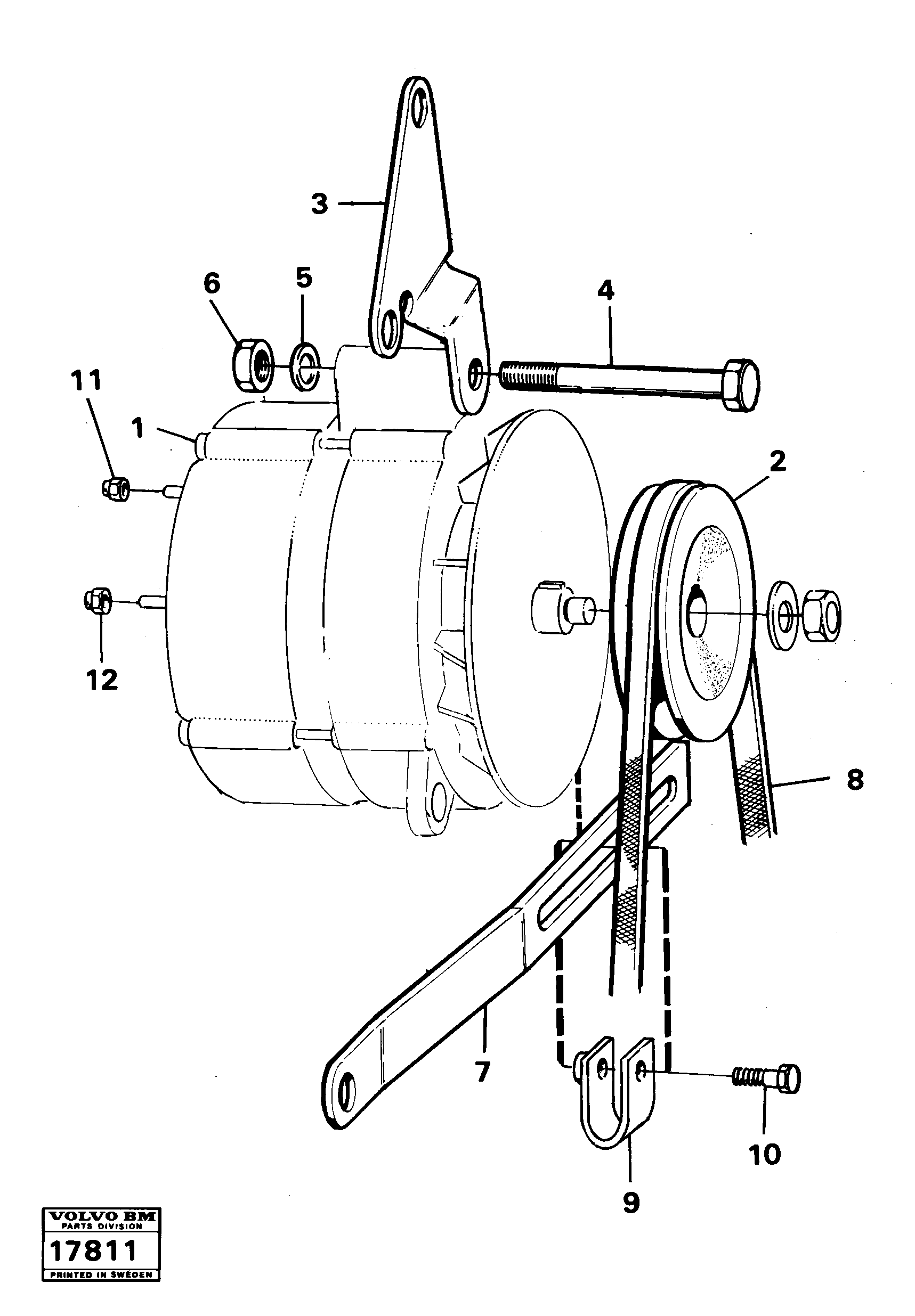 Схема запчастей Volvo 5350B Volvo BM 5350B SER NO 2229 - 3999 - 14792 Alternator with assembling details 