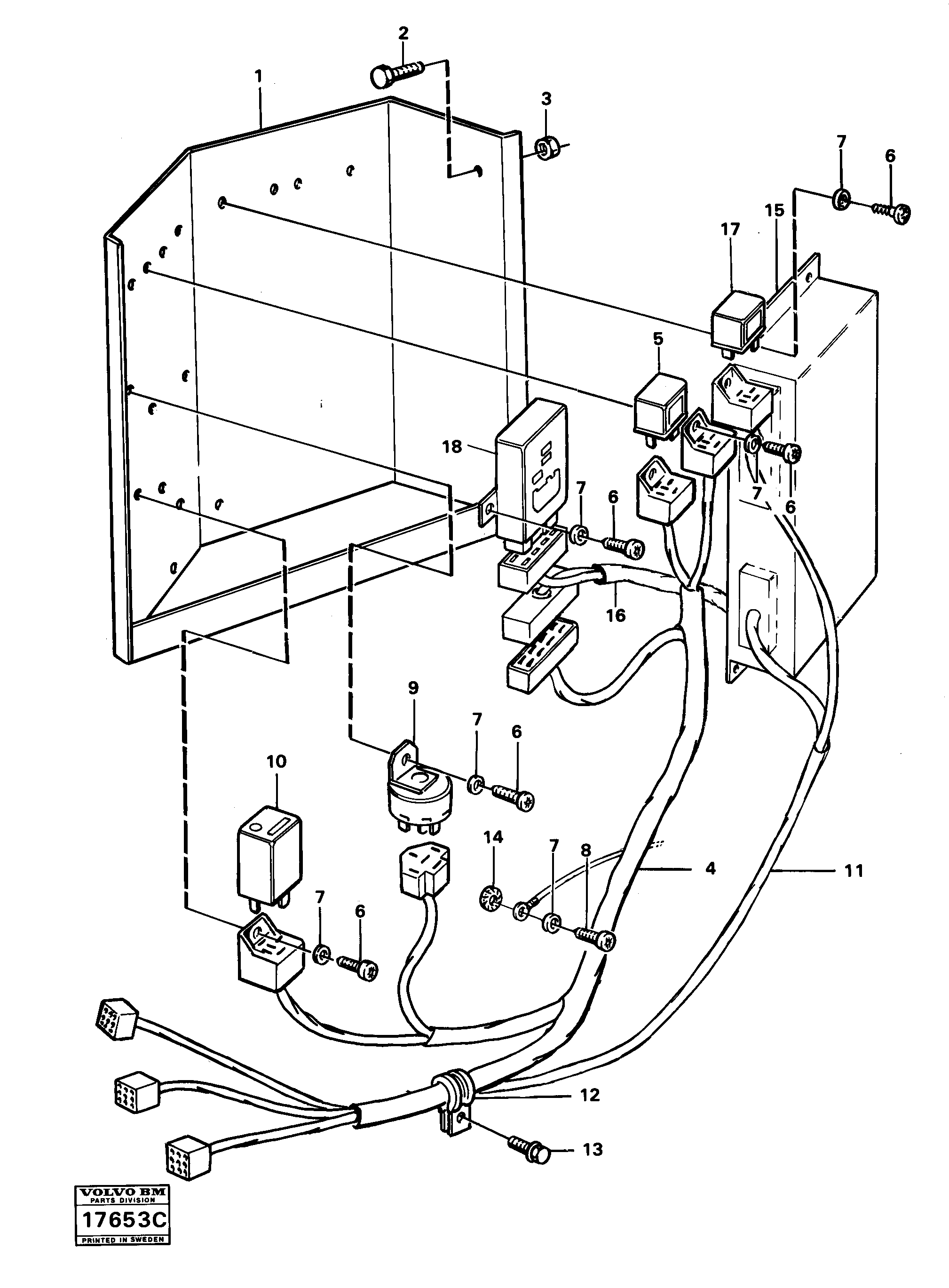 Схема запчастей Volvo 5350B Volvo BM 5350B SER NO 2229 - 3999 - 254 Distribution box, left 