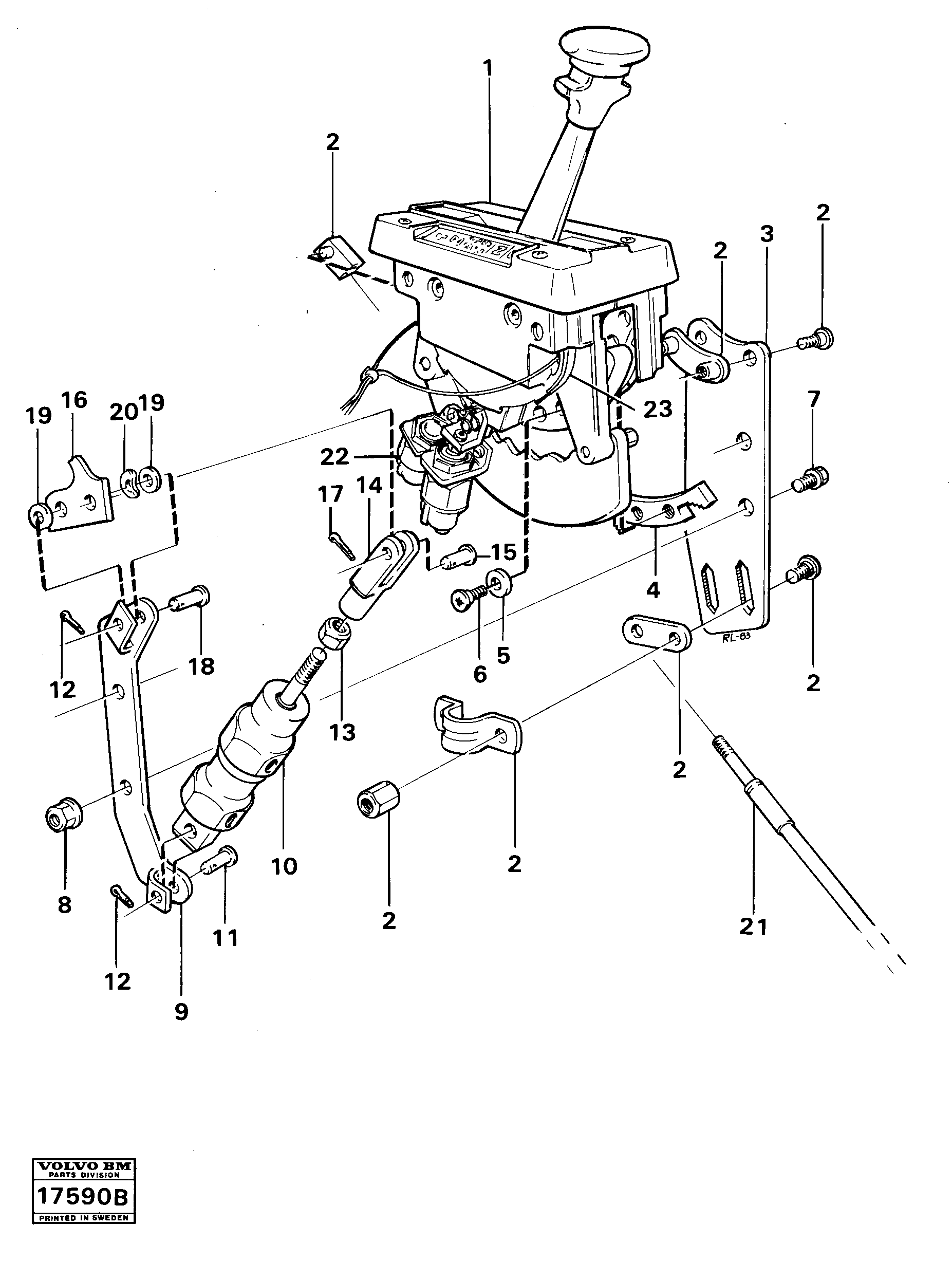 Схема запчастей Volvo 5350B Volvo BM 5350B SER NO 2229 - 3999 - 1048 Gear selector 