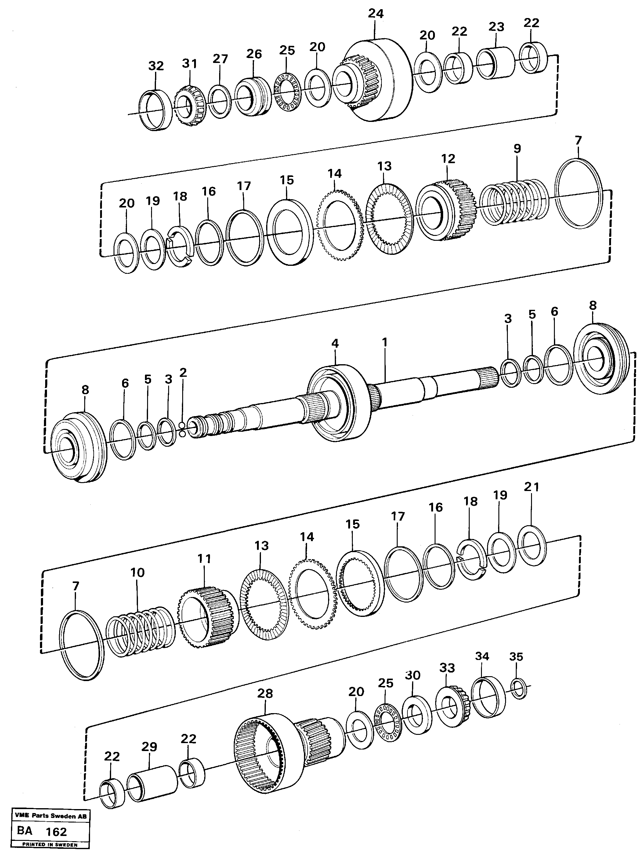 Схема запчастей Volvo A20 VOLVO BM A20 - 96387 Clutches 3:rd and 4:th speeds 