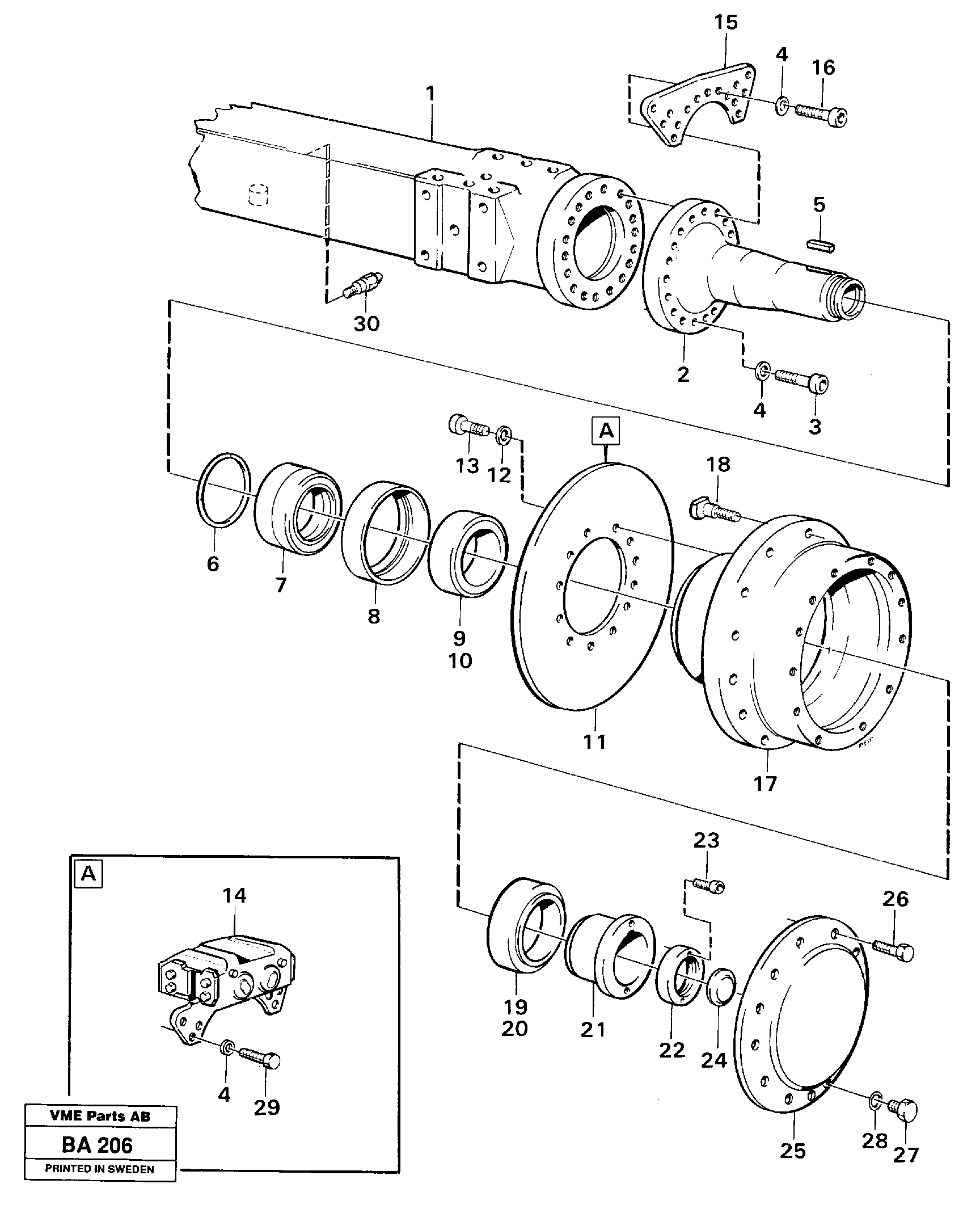 Схема запчастей Volvo A20 VOLVO BM A20 - 17014 Bogie wheel axle 