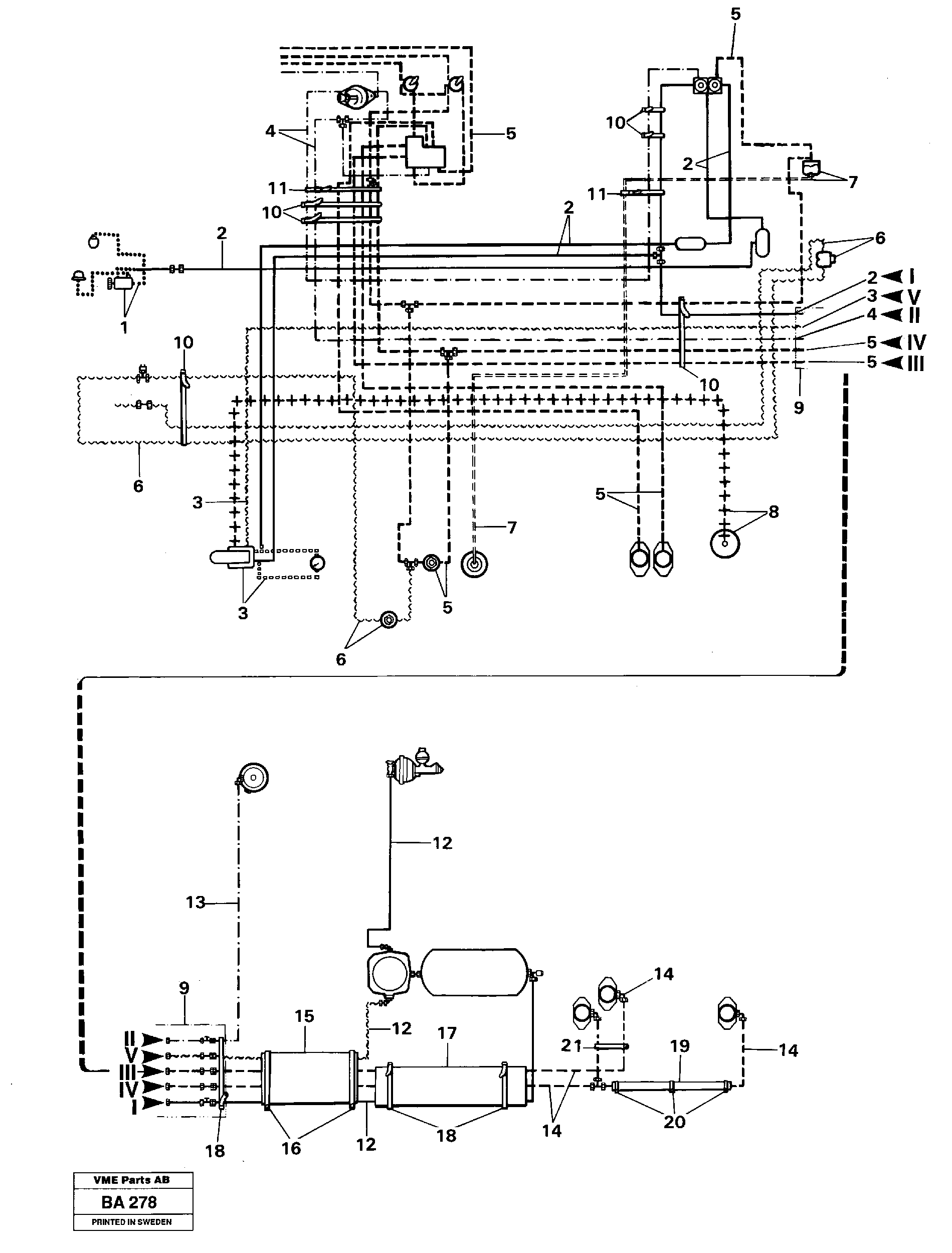 Схема запчастей Volvo A20 VOLVO BM A20 - 16628 Pneumatic system 