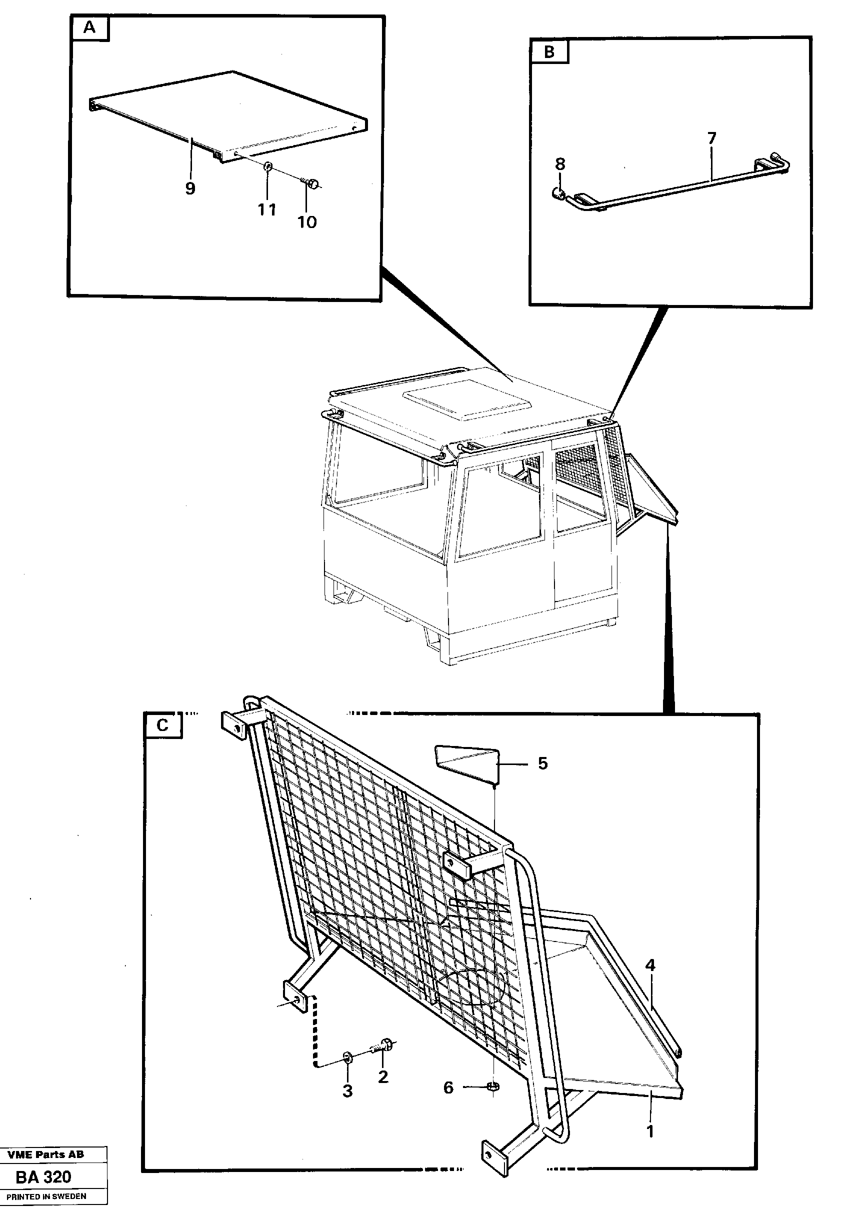 Схема запчастей Volvo A20 VOLVO BM A20 - 16379 Protecting roof, protecting grating 
