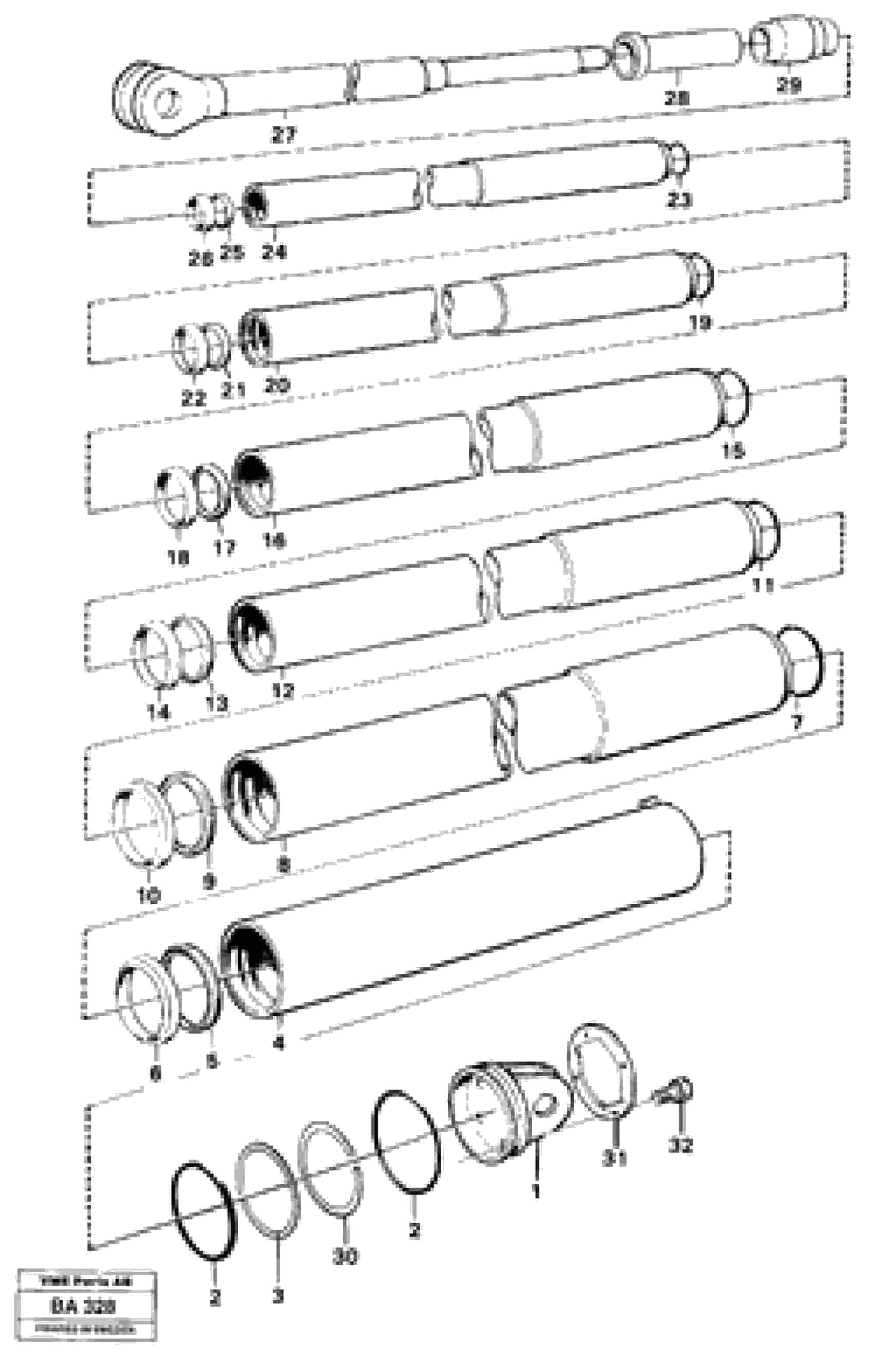 Схема запчастей Volvo A20 VOLVO BM A20 - 66184 Hoist cylinder Ser No 1533 - 2079 