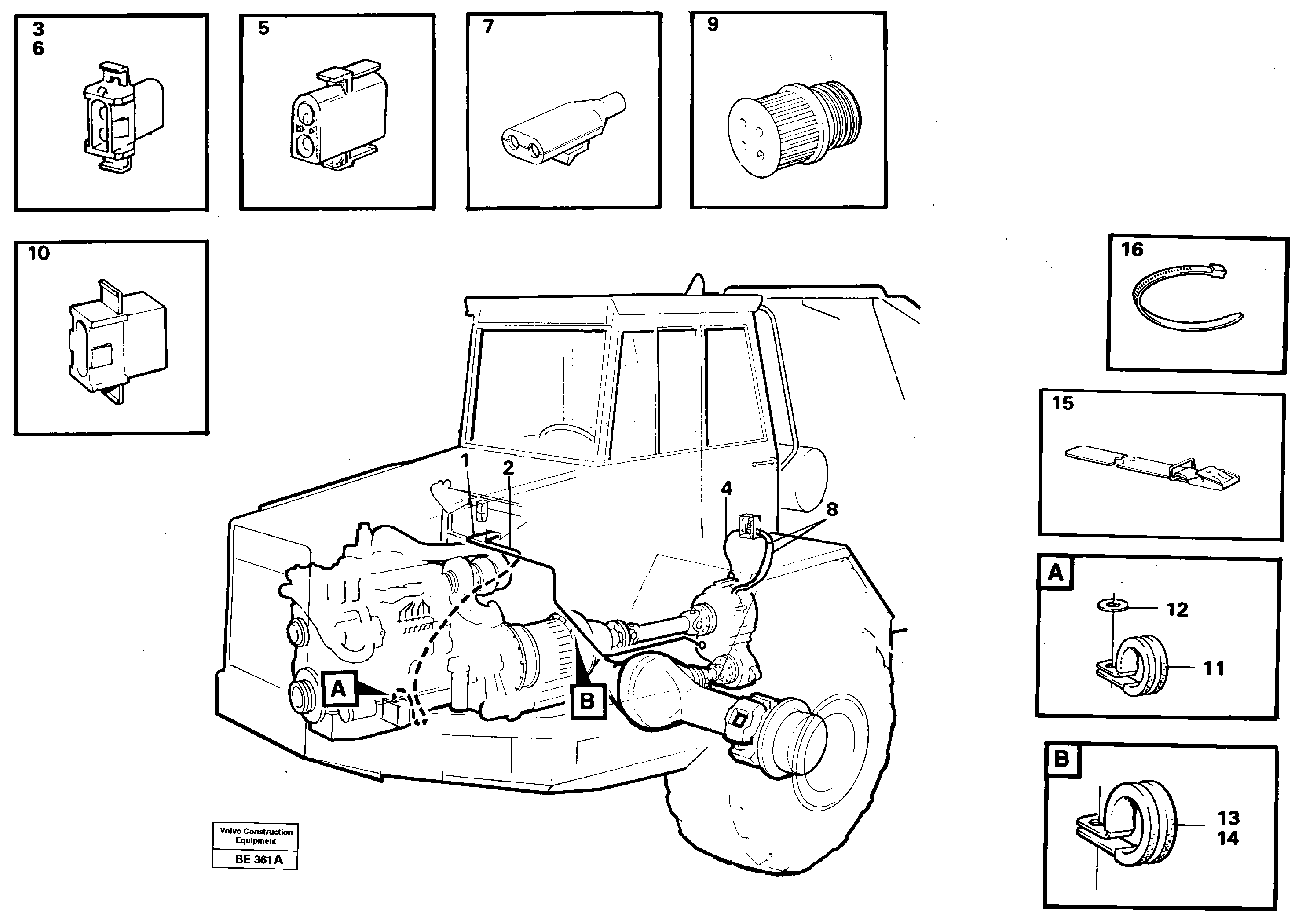 Схема запчастей Volvo A35 Volvo BM A35 - 5405 Cable harnesses, front 