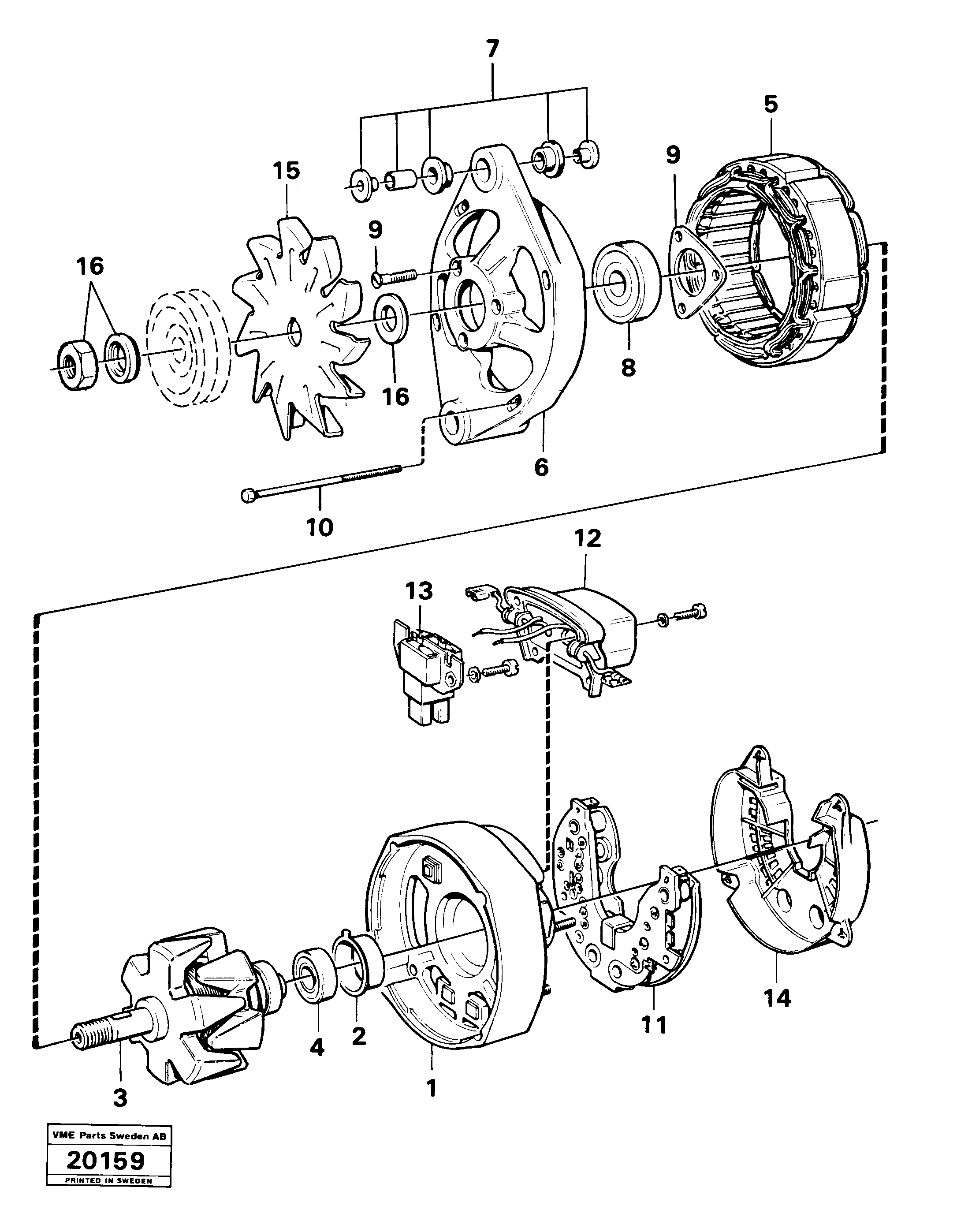 Схема запчастей Volvo A25 VOLVO BM VOLVO BM A25 - 22782 Alternator 