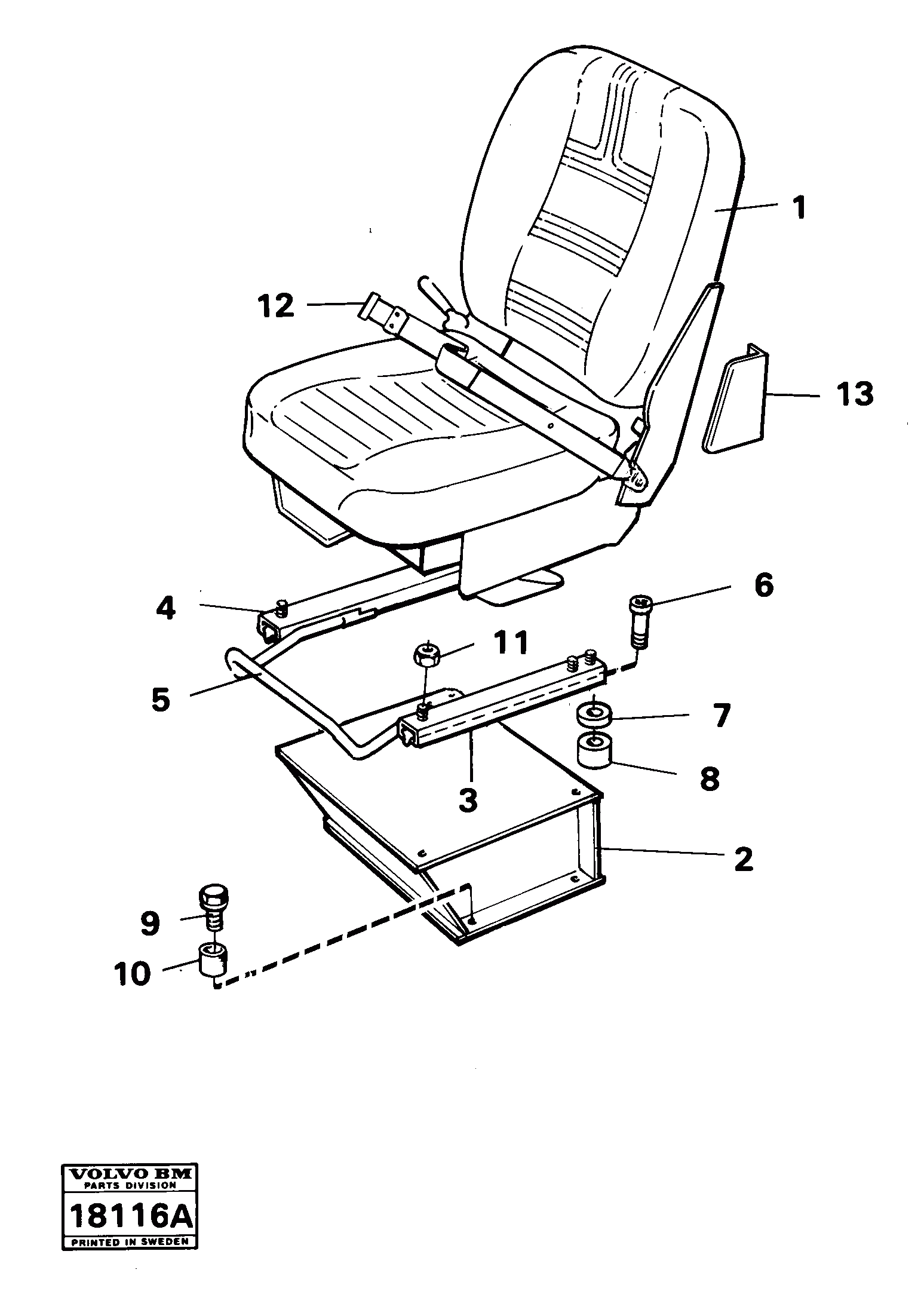 Схема запчастей Volvo A25 VOLVO BM VOLVO BM A25 - 86096 Operator seat with fitting parts 