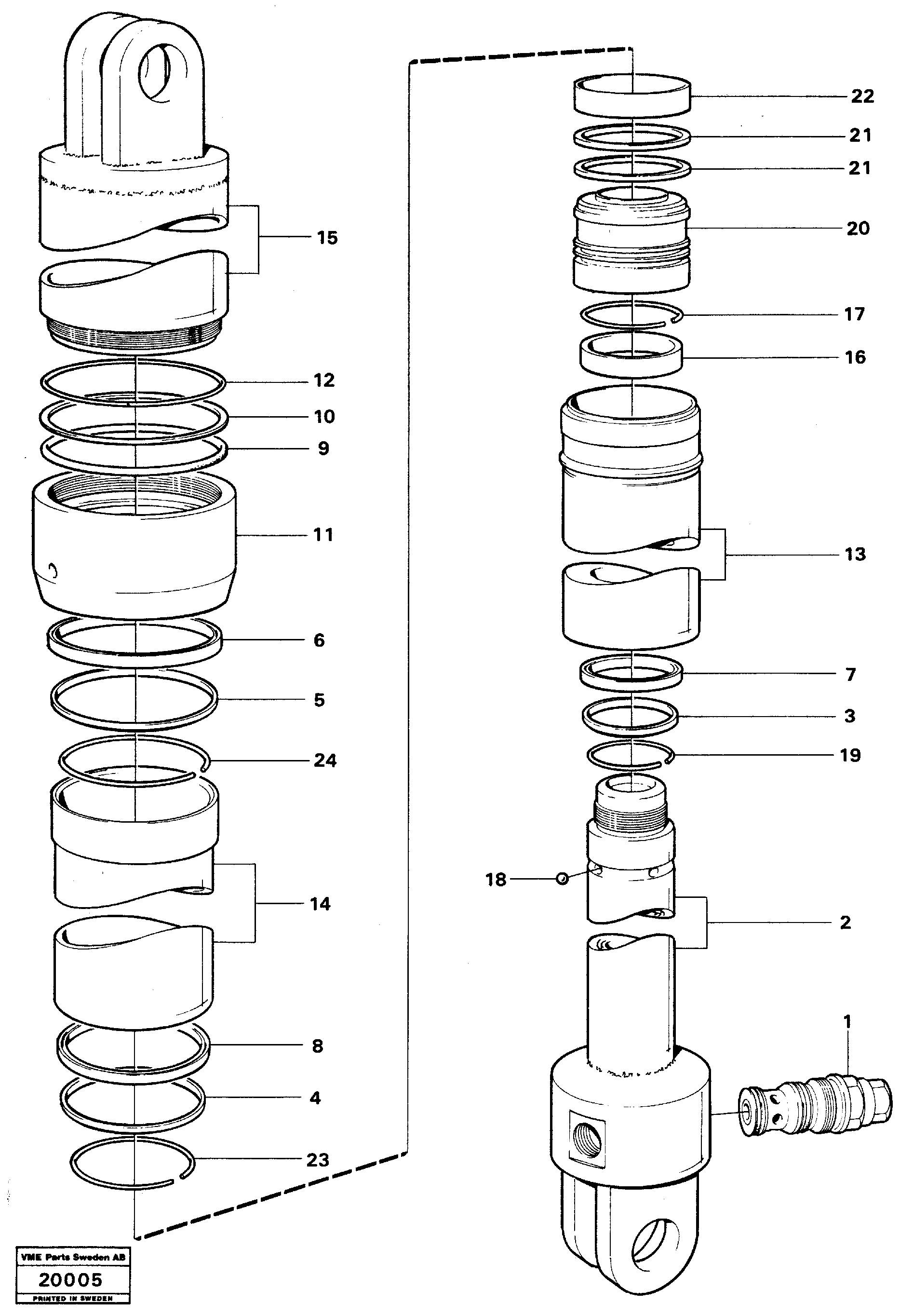 Схема запчастей Volvo A25 VOLVO BM VOLVO BM A25 - 66029 Tipping cylinder 4 x 4 Tillv Nr 5599 - 
