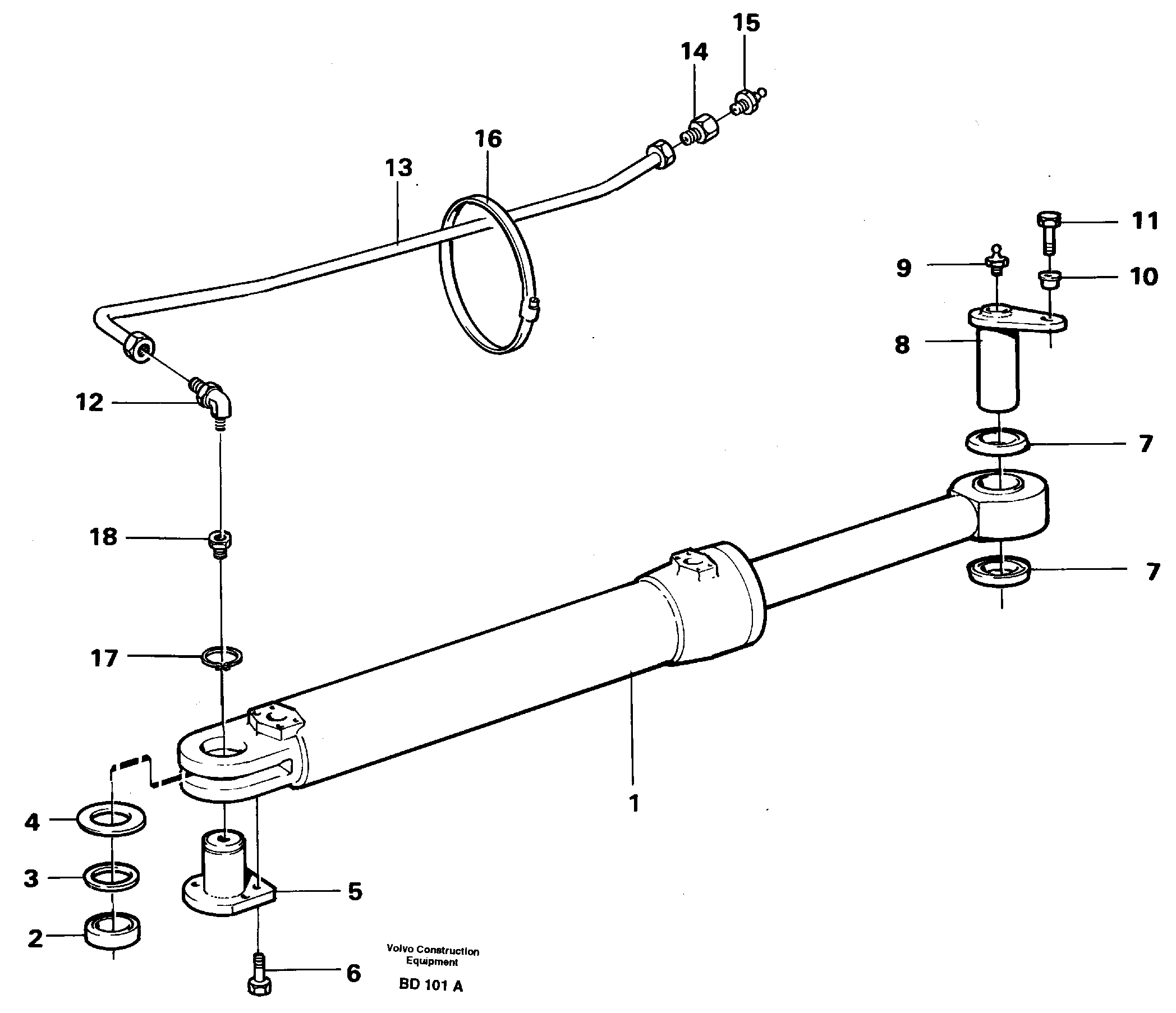 Схема запчастей Volvo A30 VOLVO BM VOLVO BM A30 - 6224 Hydraulic cylinder with fitting parts 