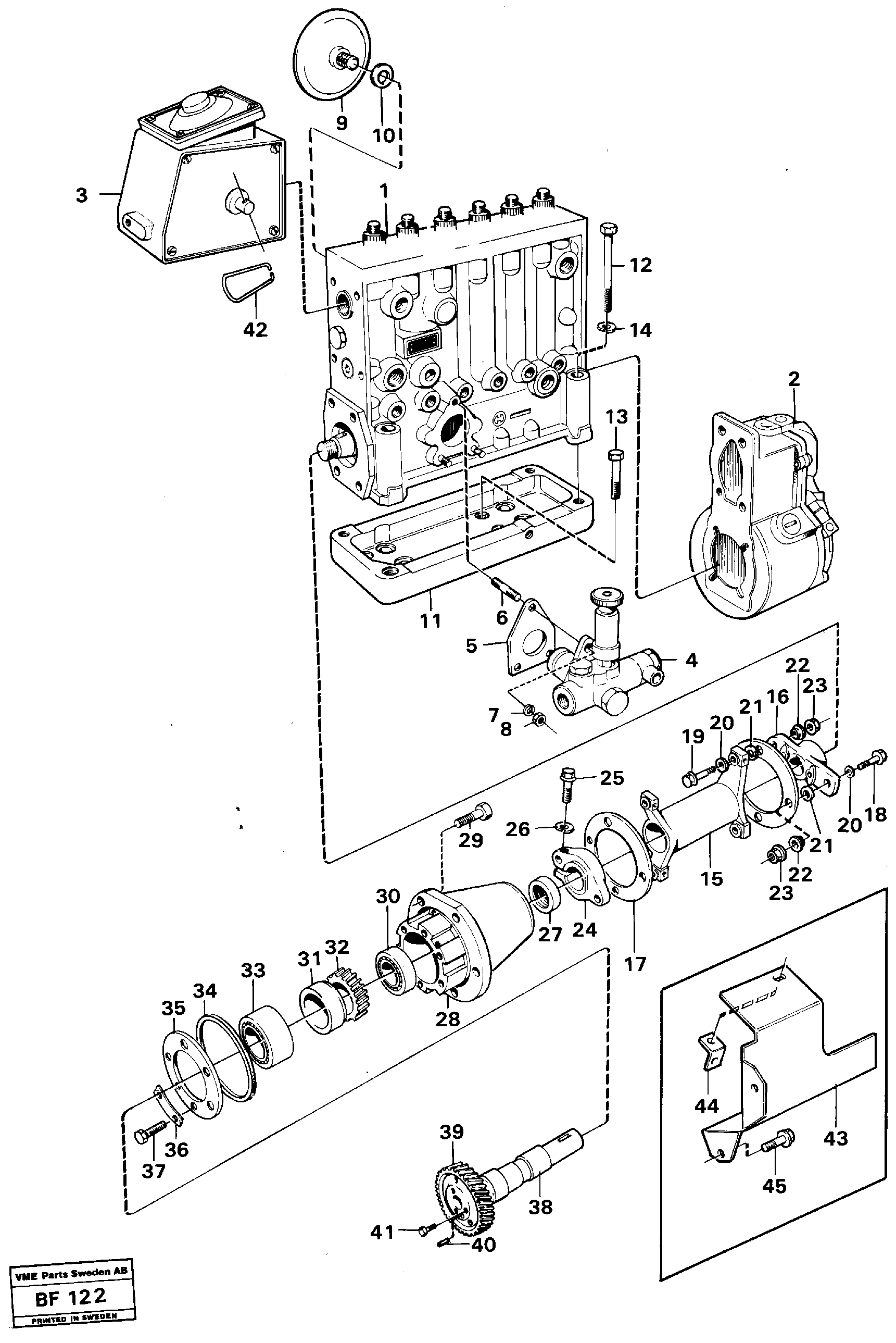 Схема запчастей Volvo A25B A25B - 81963 Fuel injection pump with fitting parts 