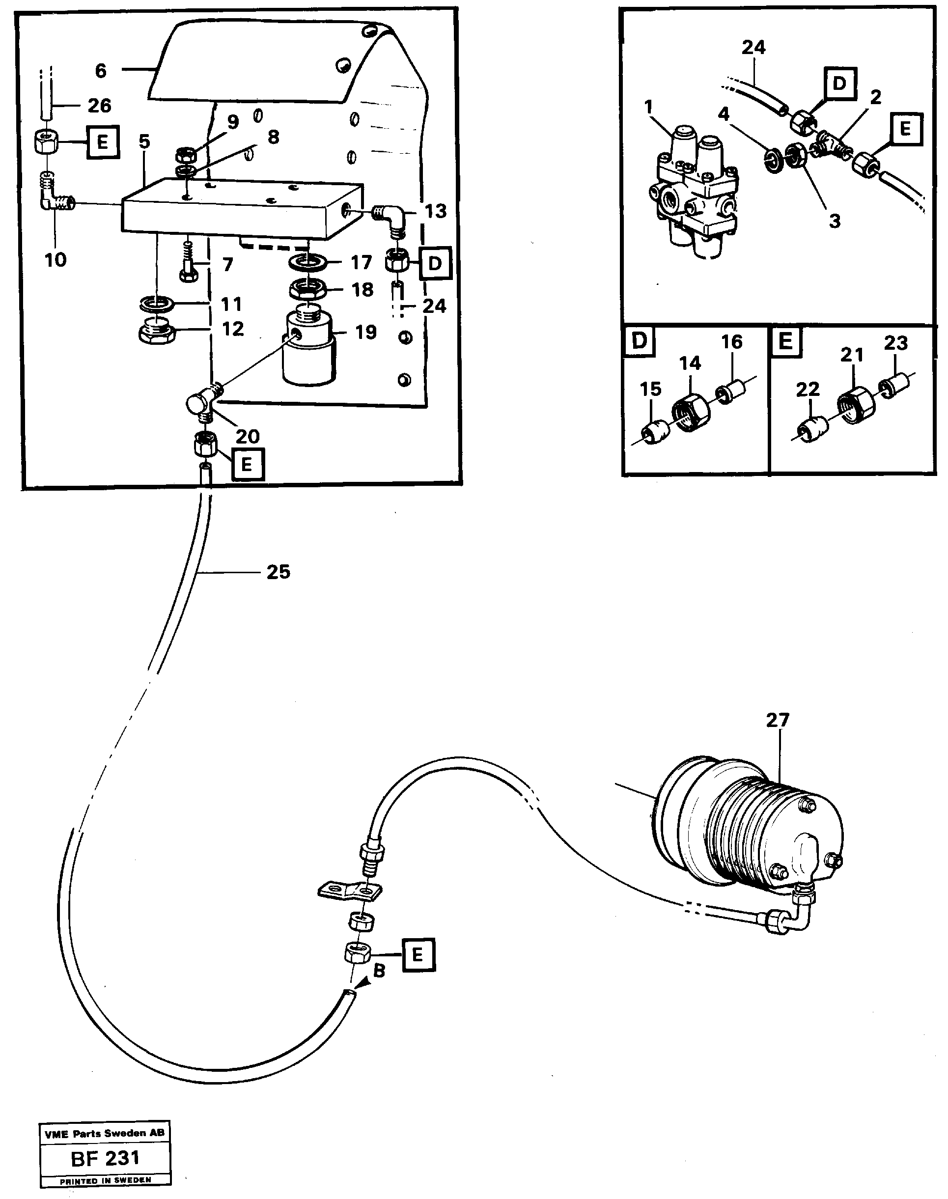 Схема запчастей Volvo A25B A25B - 89731 Comp. air controls, exhaust pressure regulator 