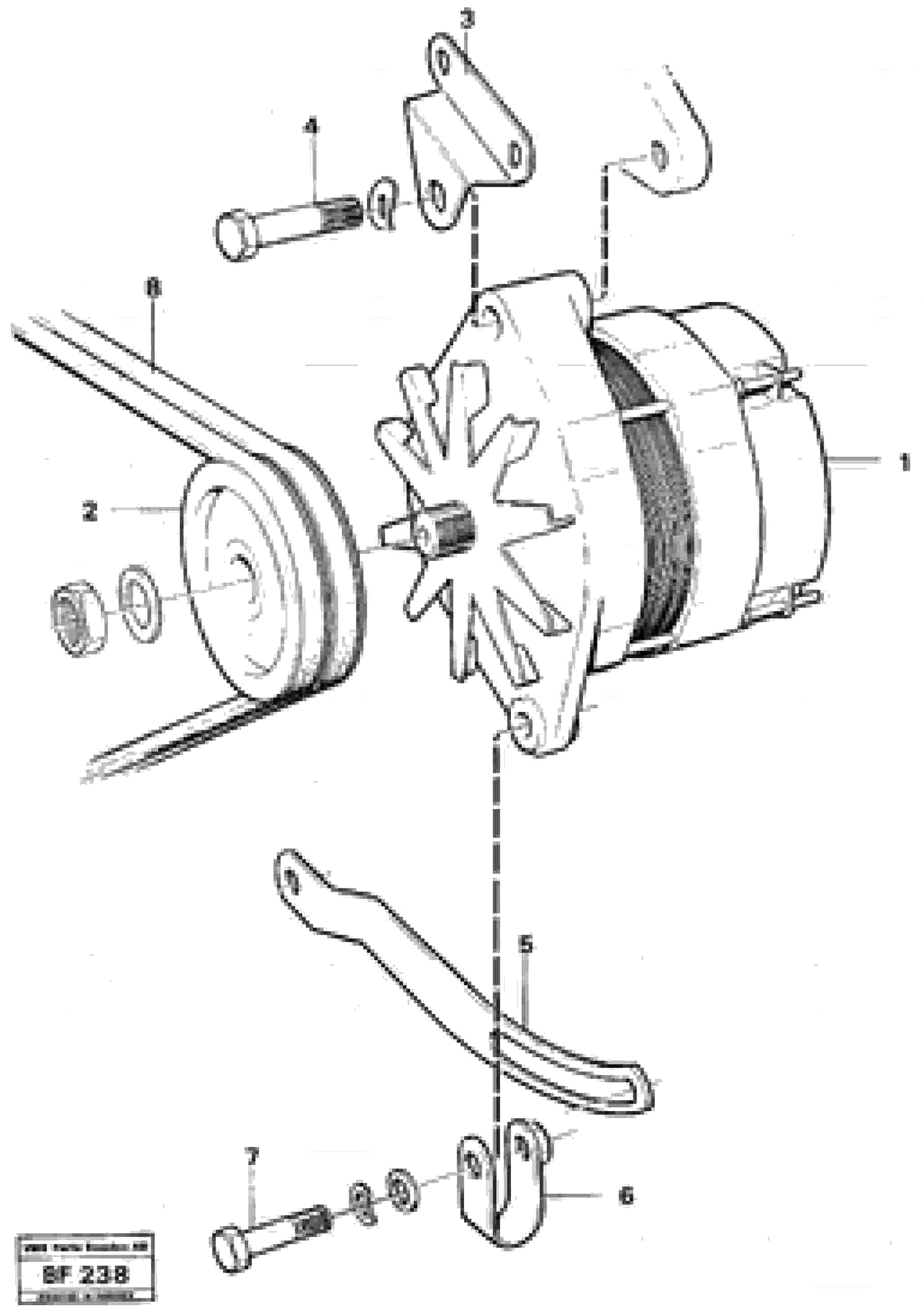 Схема запчастей Volvo A25B A25B - 24792 Alternator with assembling details 