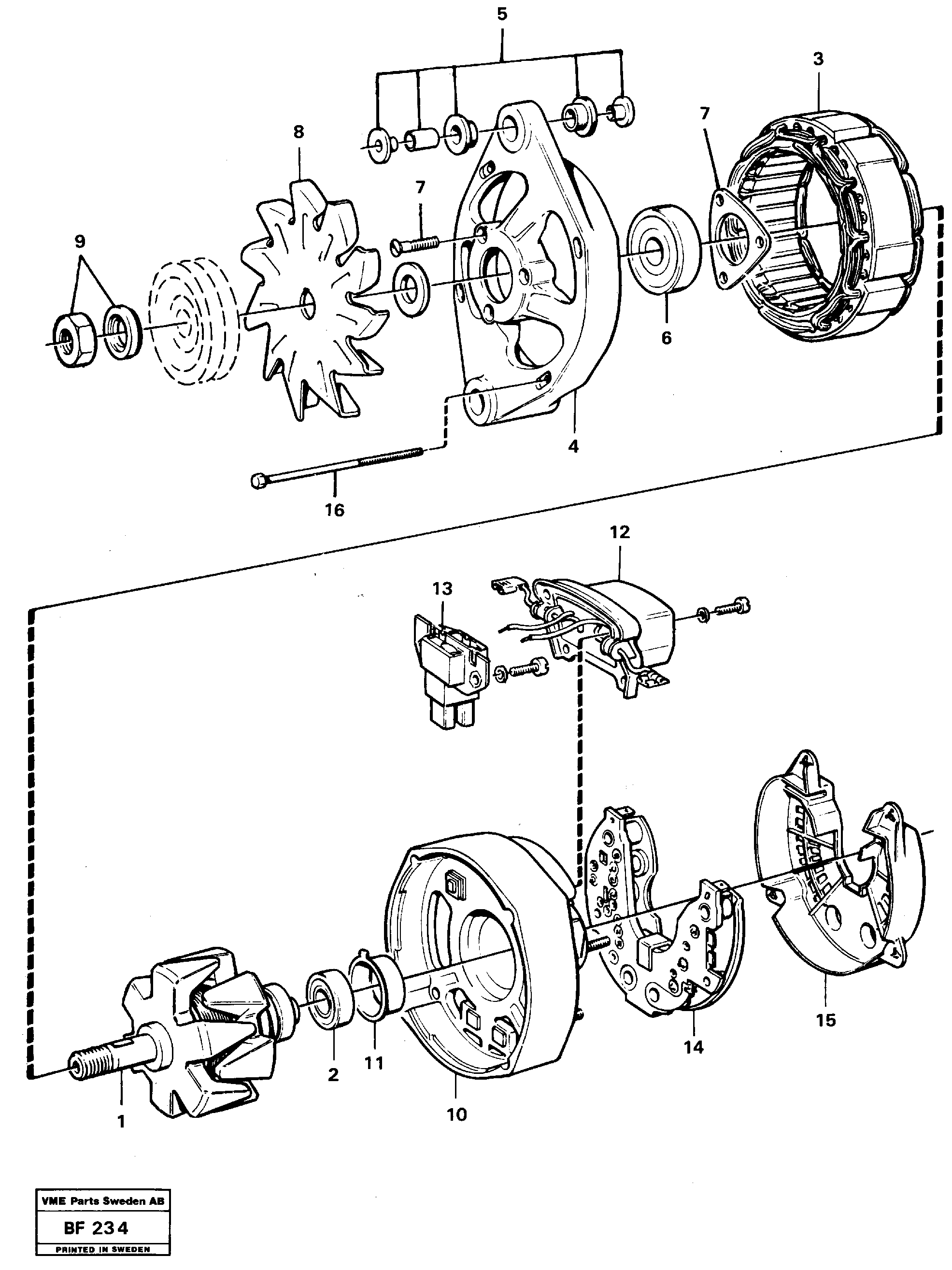 Схема запчастей Volvo A25B A25B - 4325 Alternator 