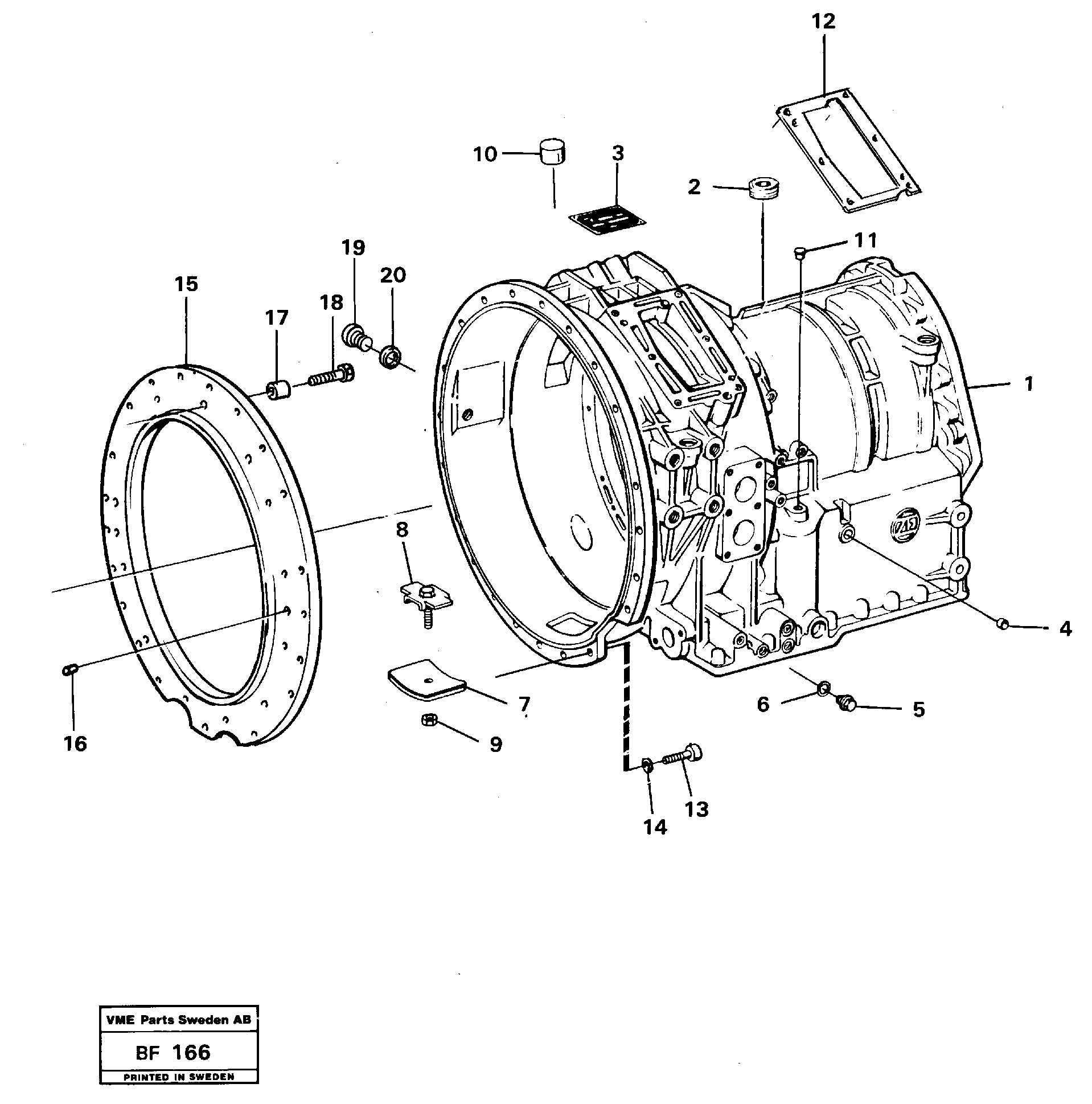 Схема запчастей Volvo A25B A25B - 24464 Gearbox housing 