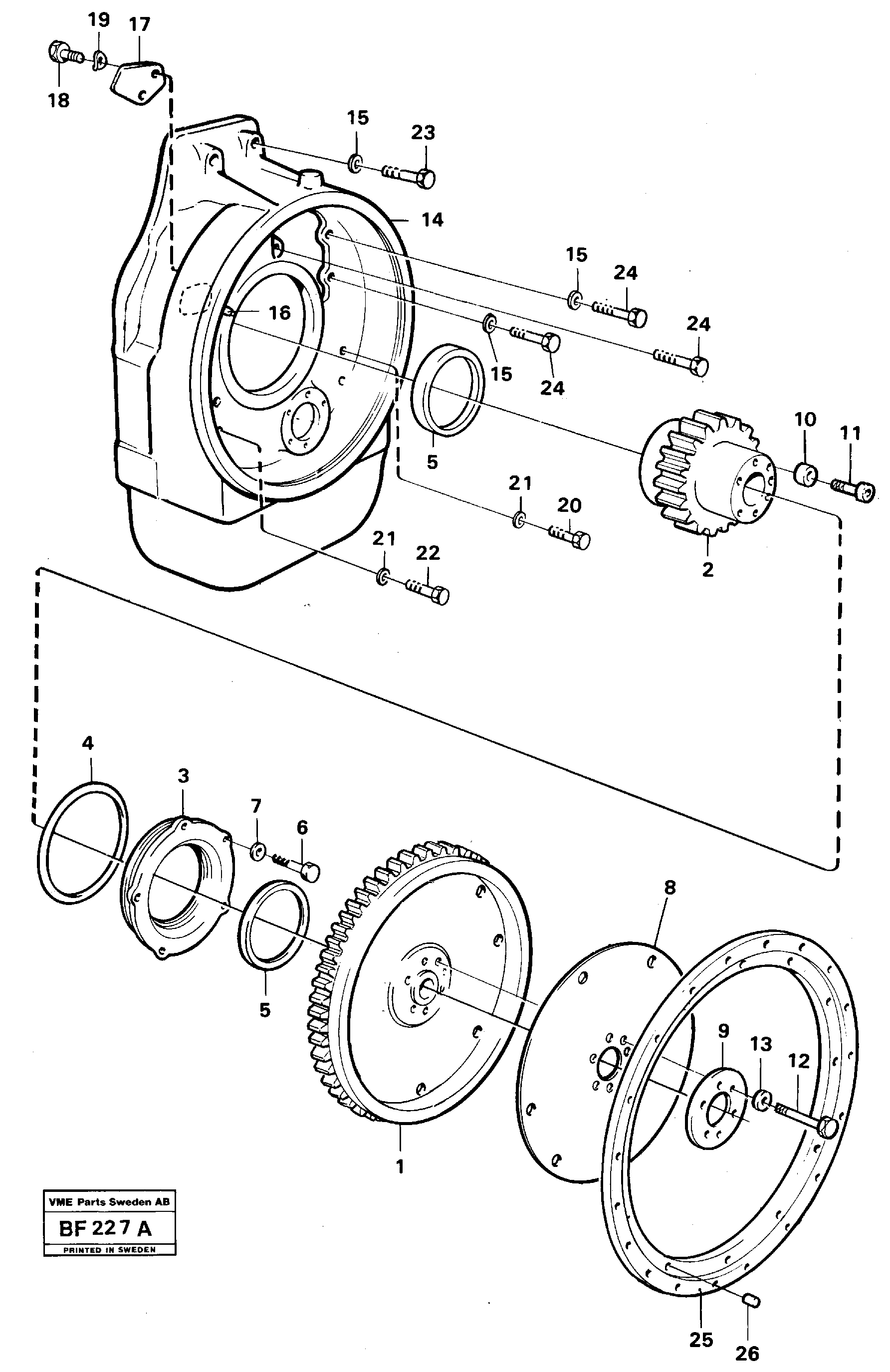 Схема запчастей Volvo A25B A25B - 20651 Pump drive with fitting parts 