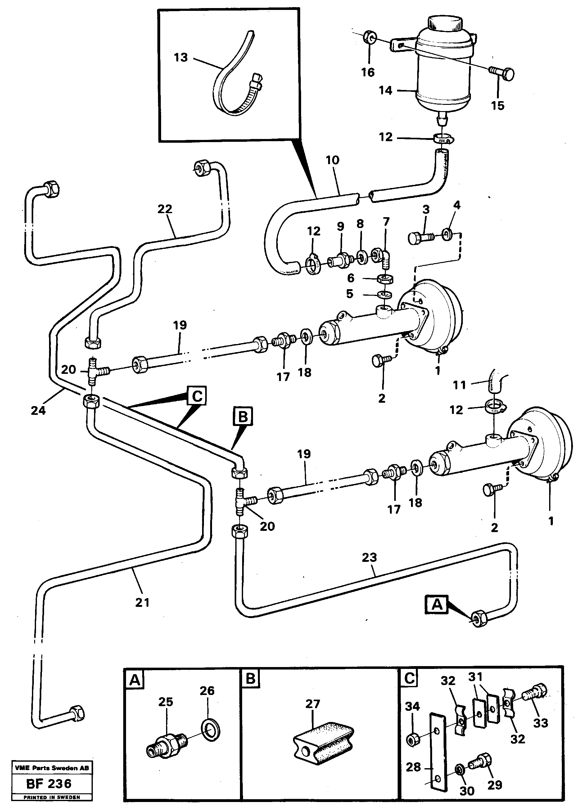 Схема запчастей Volvo A25B A25B - 67542 Hydraulic brake-system Tractor 