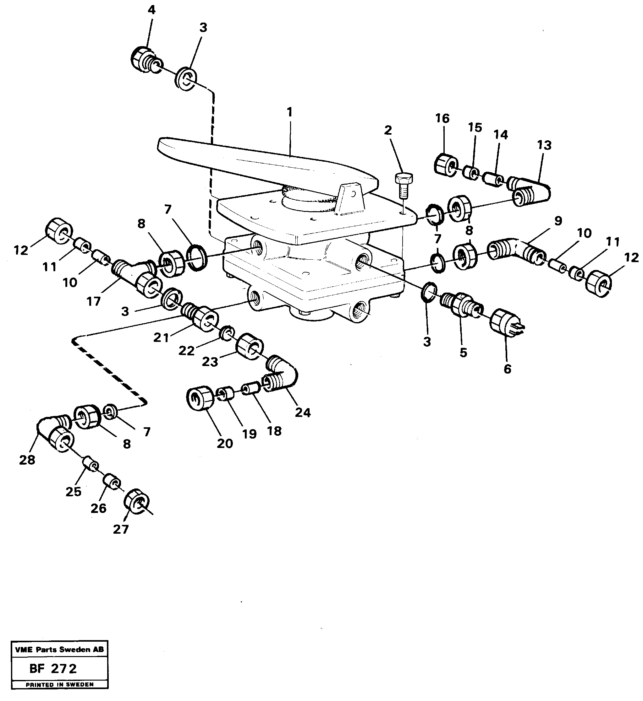 Схема запчастей Volvo A25B A25B - 65457 Footbrake valve with mountings 