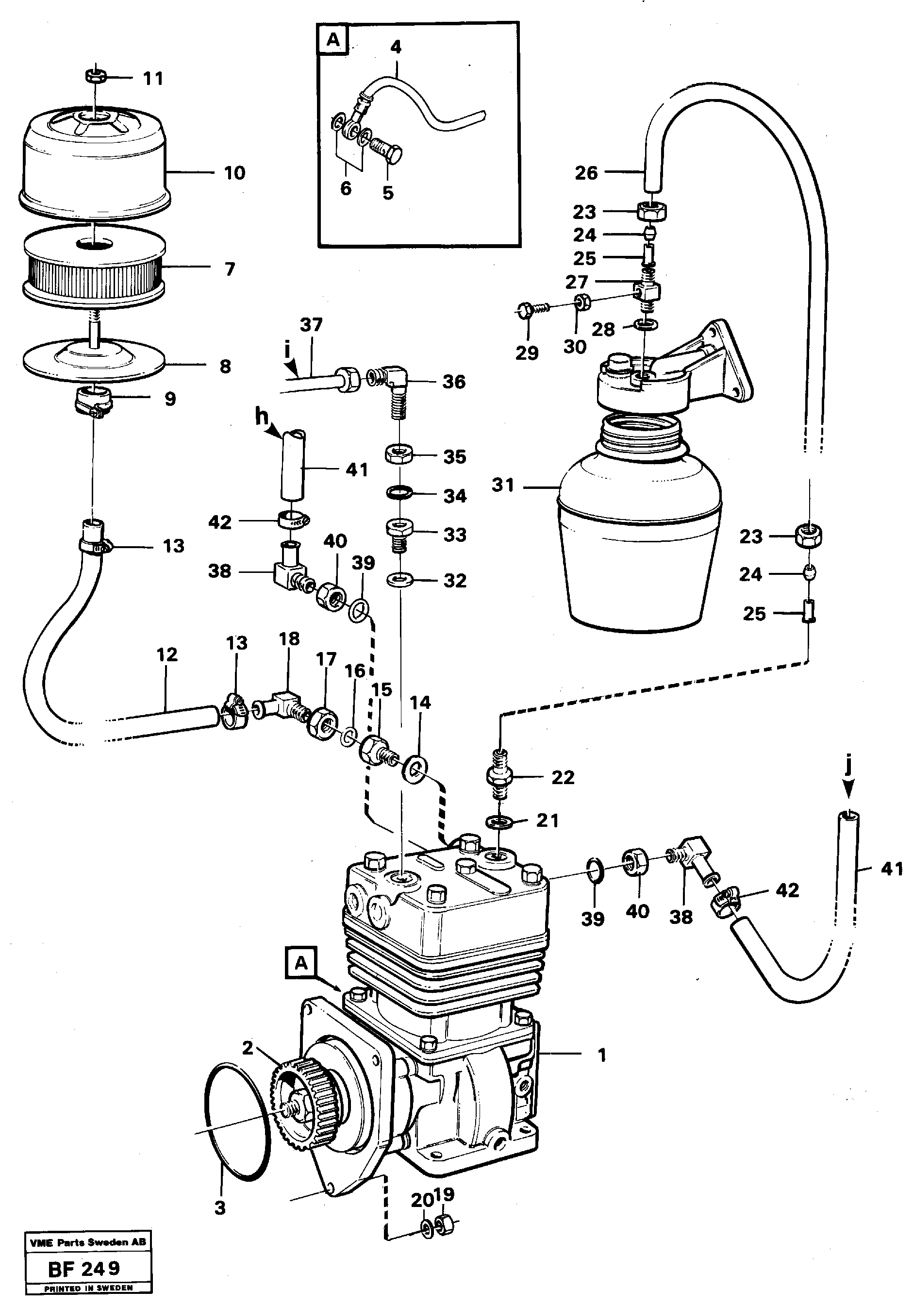 Схема запчастей Volvo A25B A25B - 85860 Air-compressor with fitting parts 