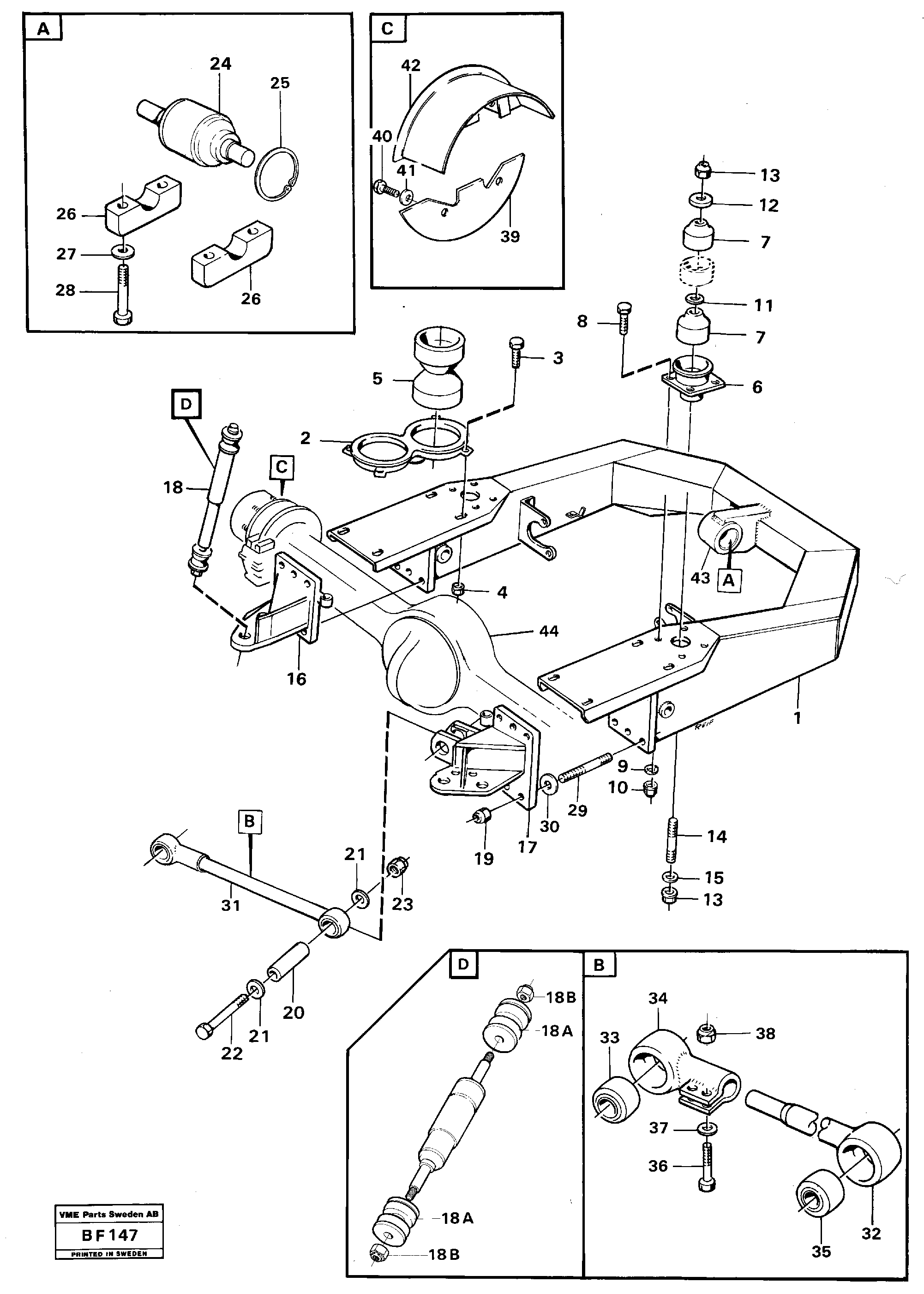 Схема запчастей Volvo A25B A25B - 20652 Front axle suspension 