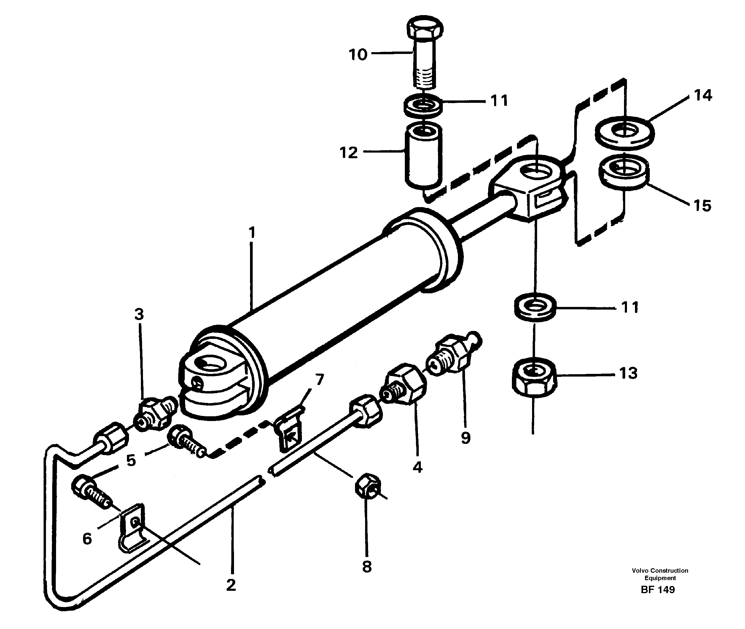 Схема запчастей Volvo A25B A25B - 8451 Steering cylinder with fitting parts 