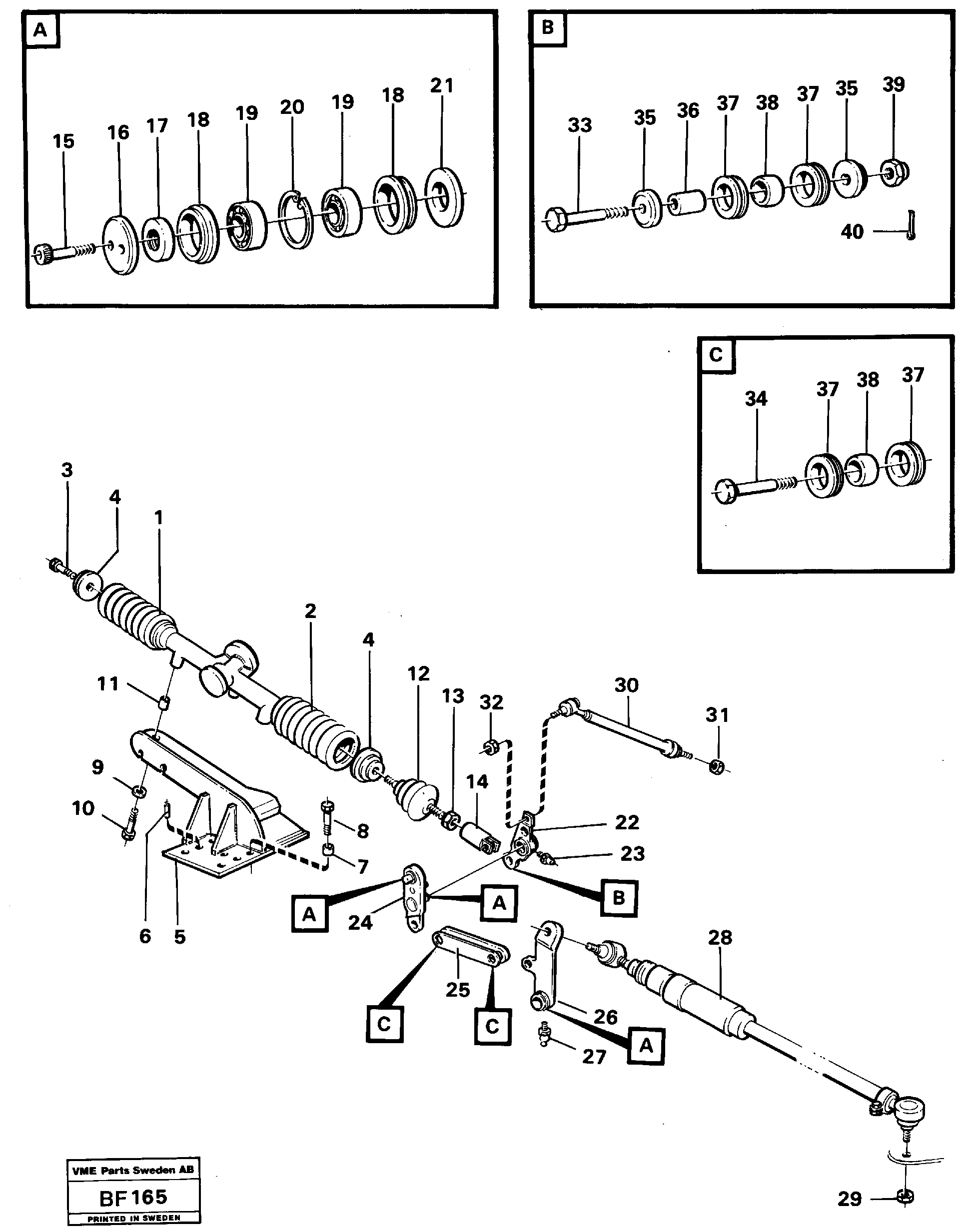 Схема запчастей Volvo A25B A25B - 91019 Steering linkage 