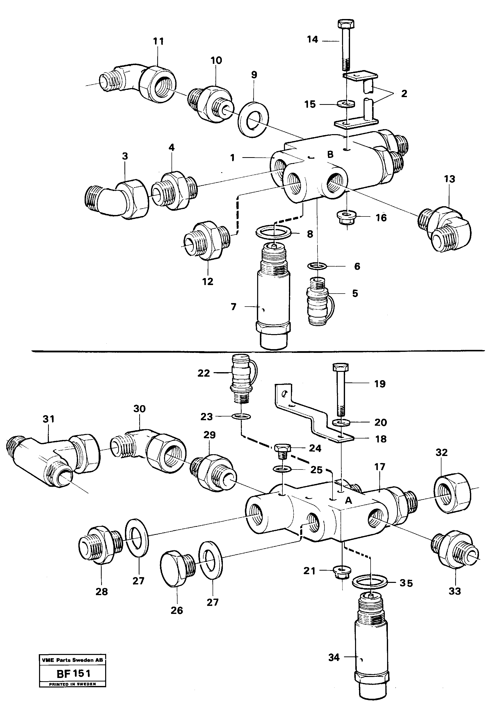 Схема запчастей Volvo A25B A25B - 92693 Check valve with fitting parts 