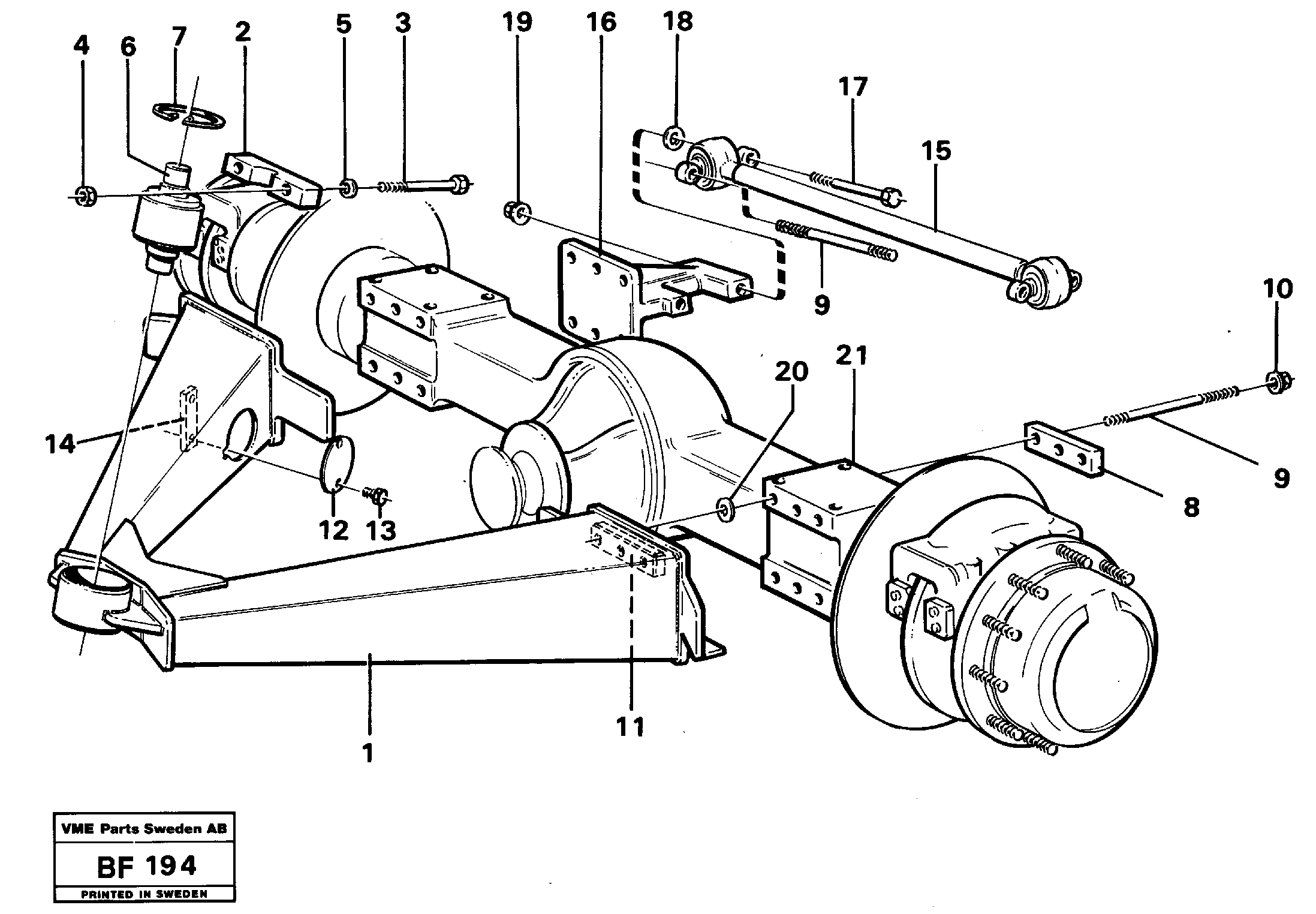 Схема запчастей Volvo A25B A25B - 44554 Bogie mounting block rear 