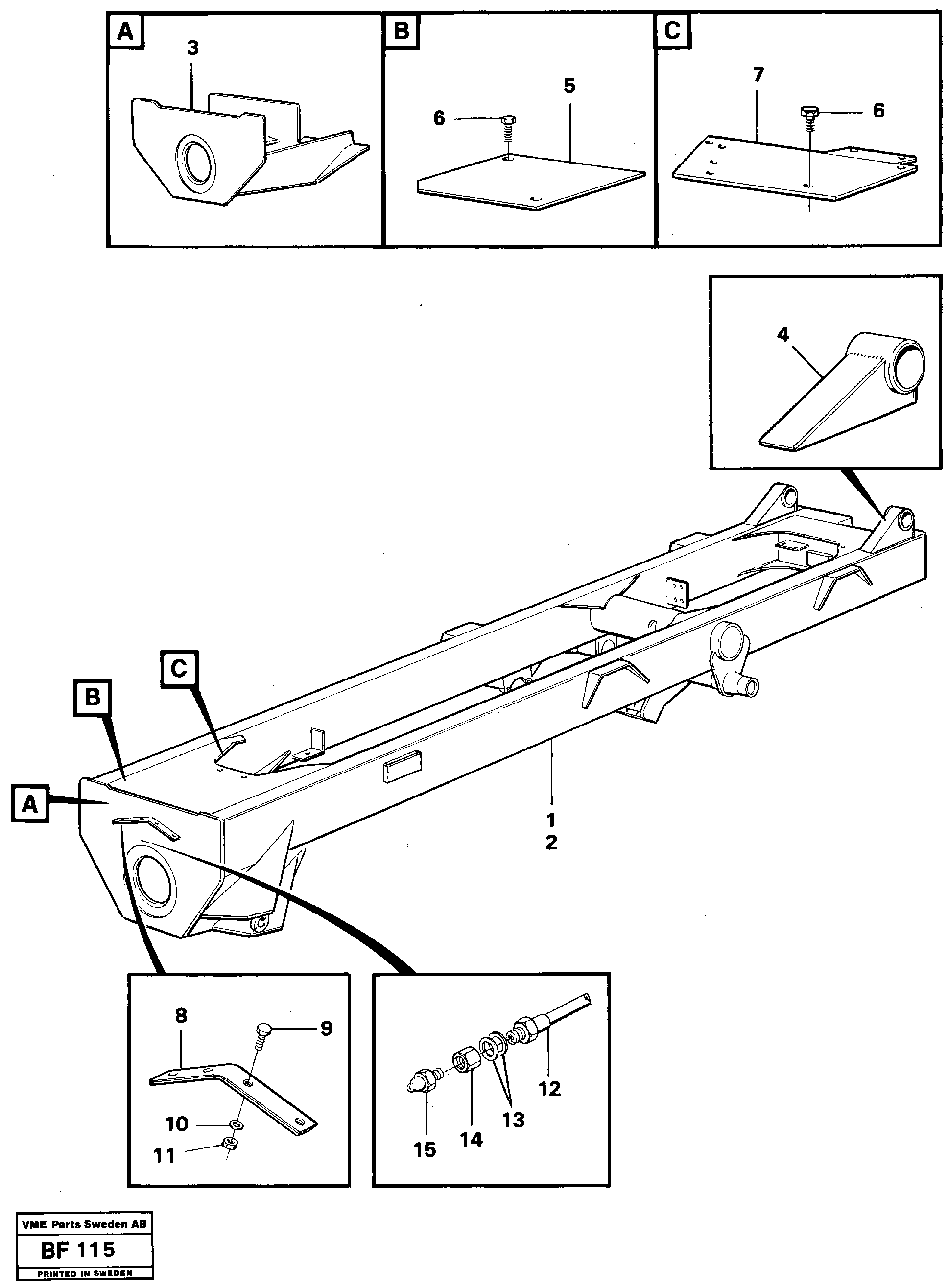 Схема запчастей Volvo A25B A25B - 62311 Rear frame Assembly 